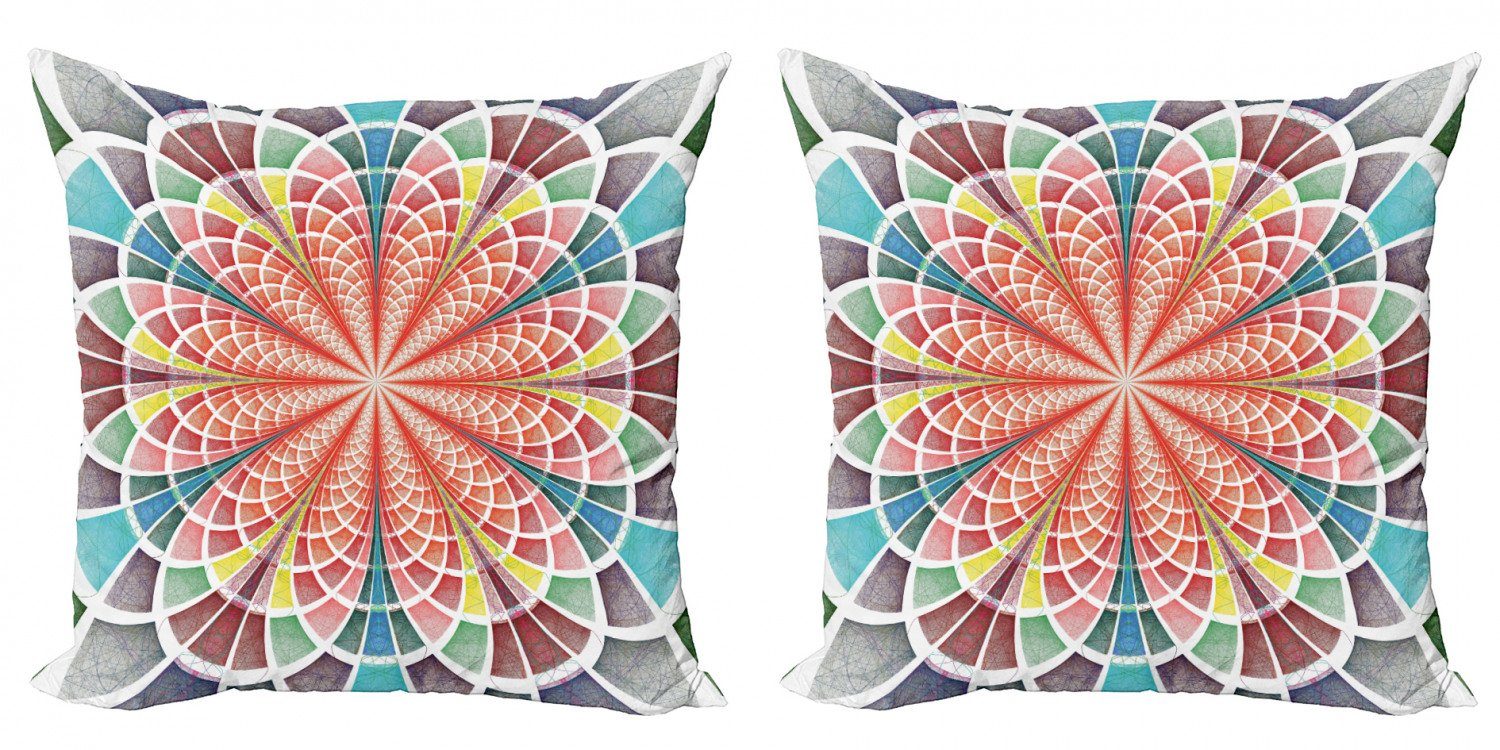 Kissenbezüge Modern Accent Doppelseitiger Digitaldruck, Abakuhaus (2 Stück), Psychedelisch geometrische Blüte