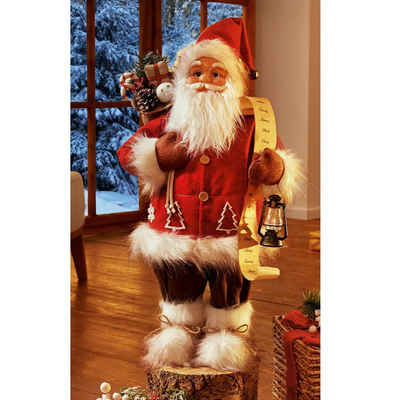 Home-trends24.de Weihnachtsmann »Weihnachtsmann Fellmütze Laterne Nikolaus Deko Figur 60 cm«