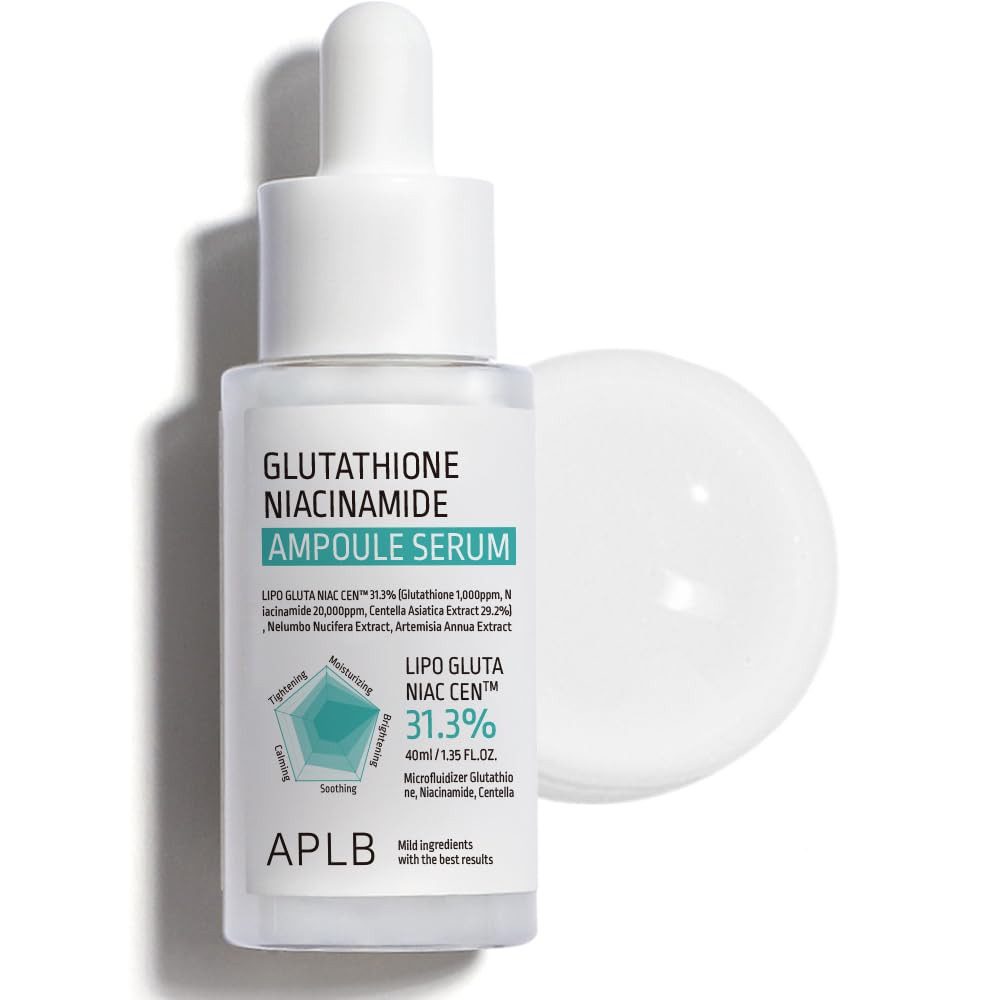 APLB Gesichtsserum Glutathione Niacinamide Ampoule Serum 40ml – aufhellendes Gesichtsserum mit Glutathion & Niacinamid – intensive Feuchtigkeit &, Pflege – für empfindliche Haut – mit Centella Asiatica & Beta-Glucan