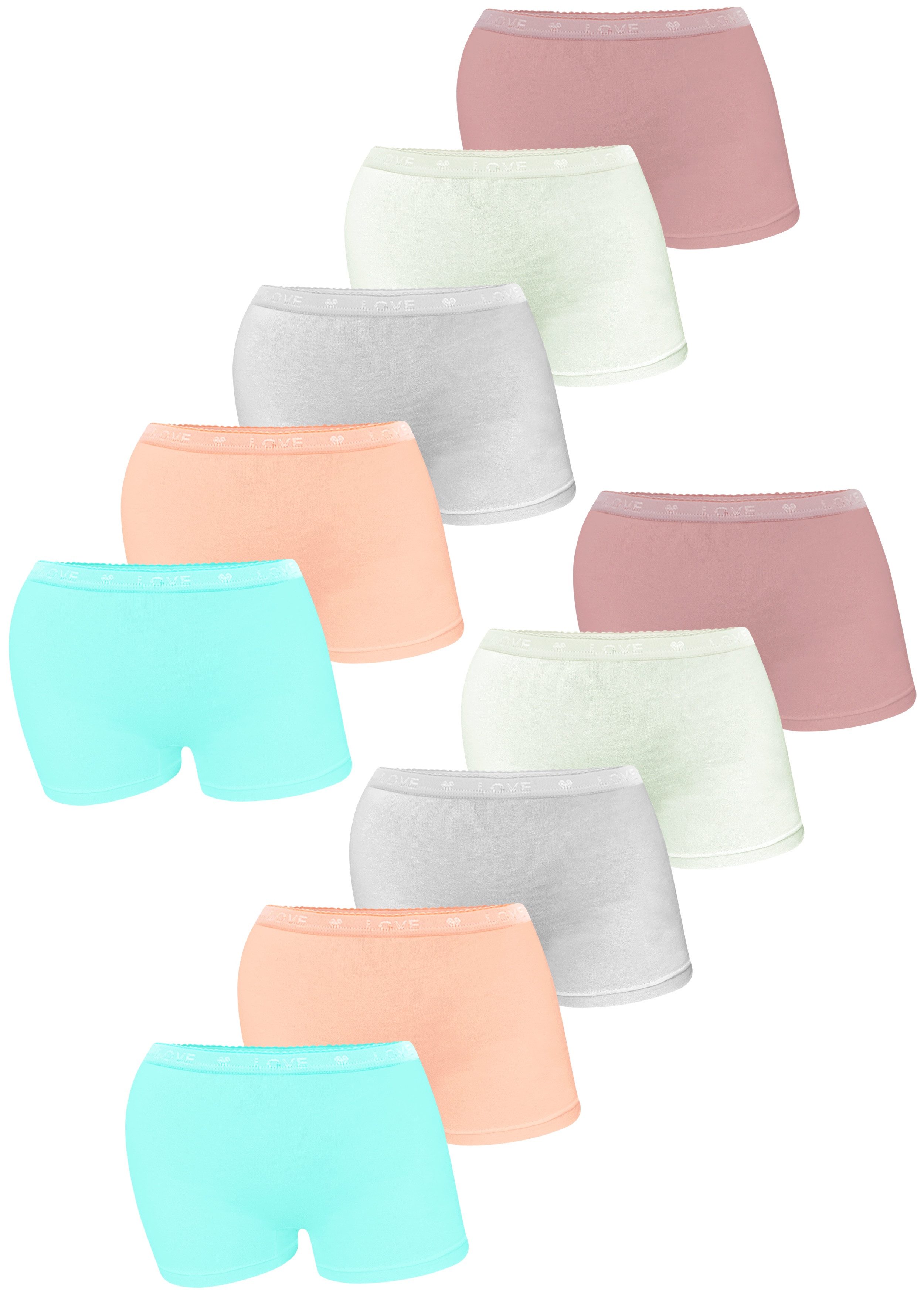 Panty 10er Set Mädchen Pantys Boxershorts - LOVE - Bunt