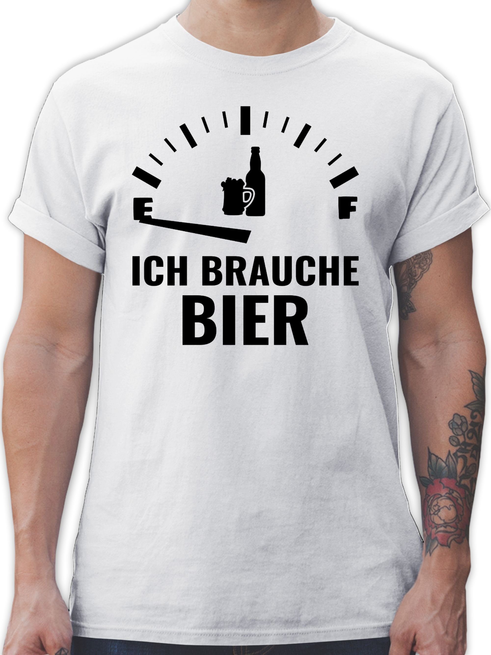 Shirtracer T-Shirt bier Herren Spruch t-shirt Bier Sprüche sprüche Weiß herren - brauche Statement - Premium 3 T-Shirt Ich mit - - tshirt schwarz