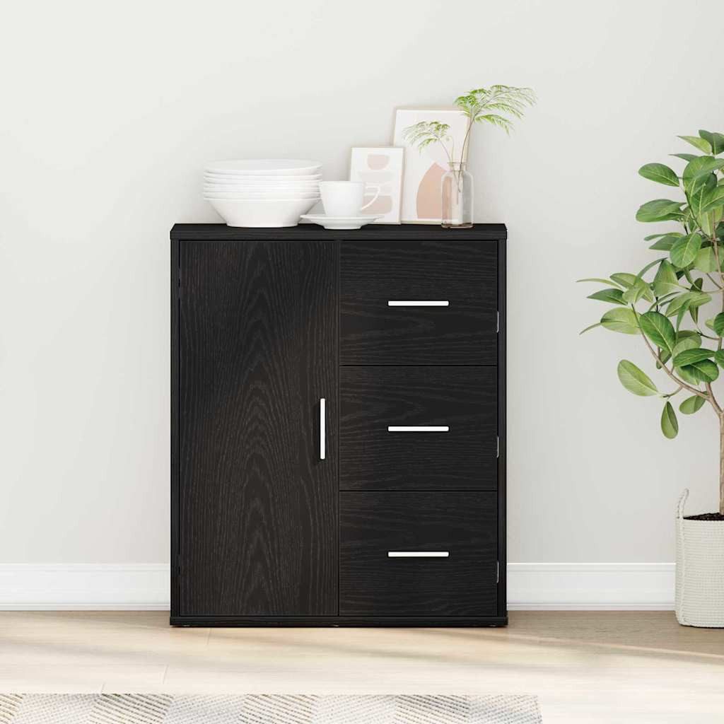 vidaXL Sideboard Sideboard Schwarz Eichen-Optik 60 x 31 x 70 cm Holzwerkstoff (1 St)