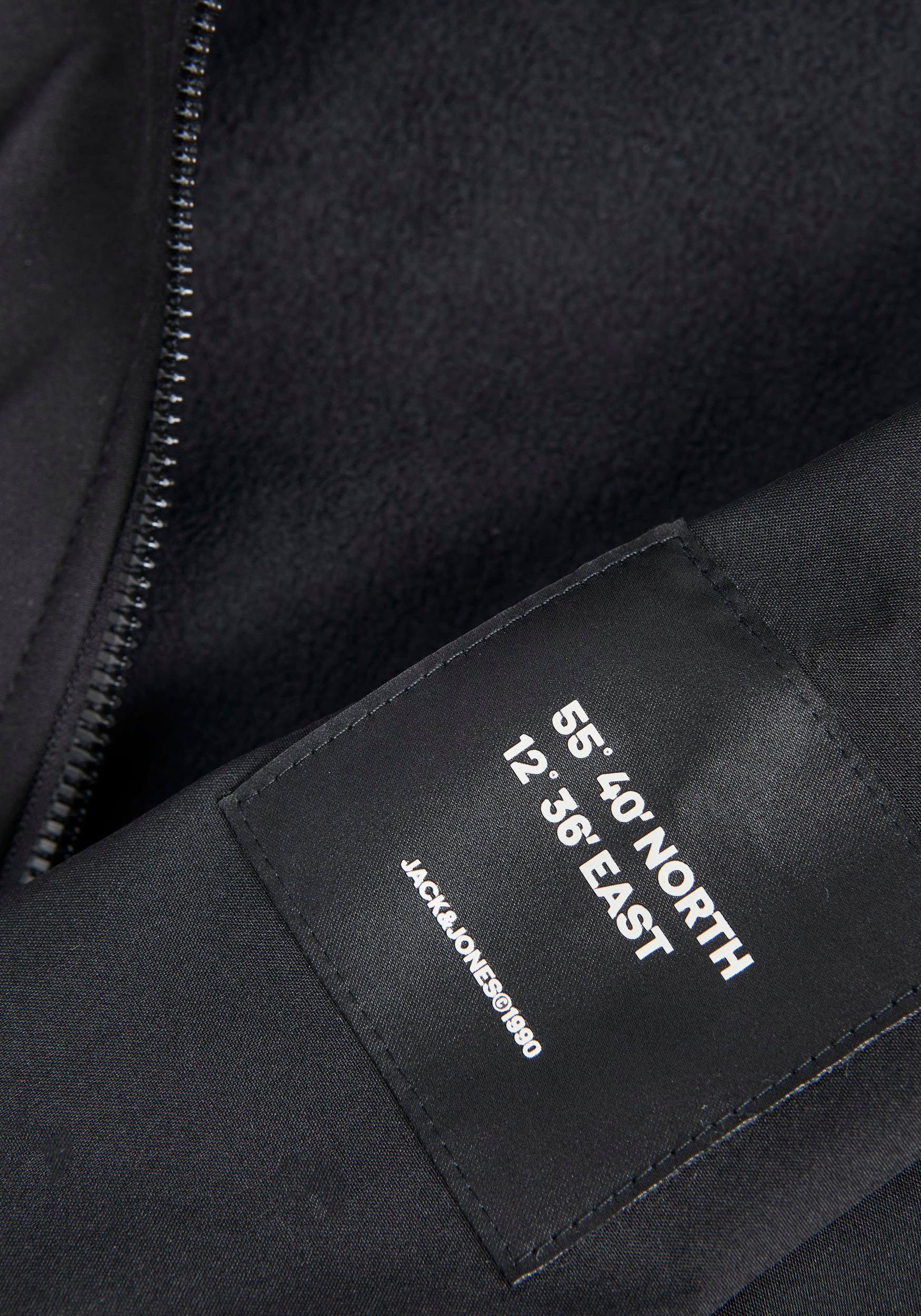 Jack & Jones Junior Softshelljacke JJEBASIC ideal für Übergang, wasserabweisend unifarben, casual, regular fit, Kapuze