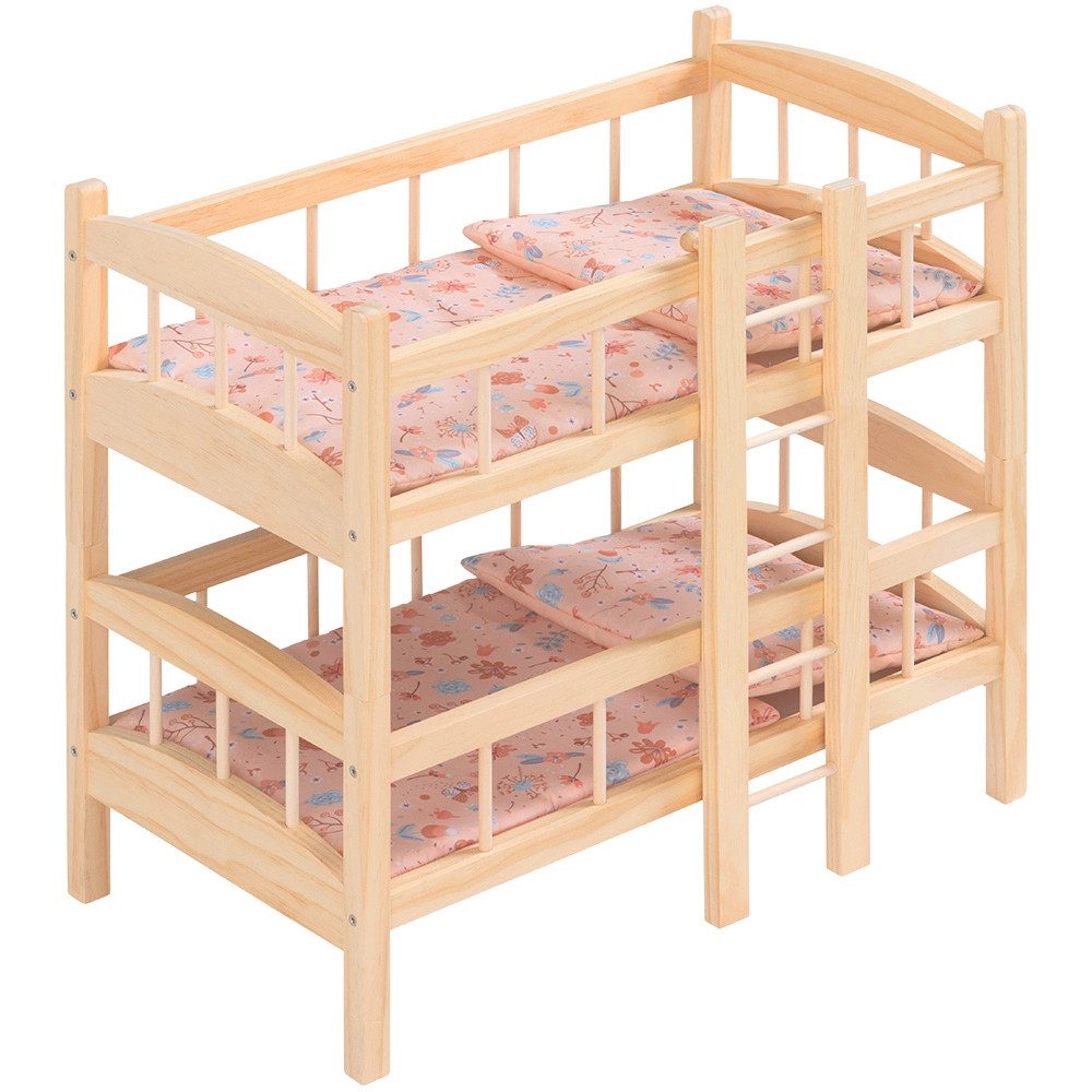 howa Puppenbett miniflowers, Puppen Etagenbett Holz, inkl. 2× Bettzeug, für Puppen bis 50 cm