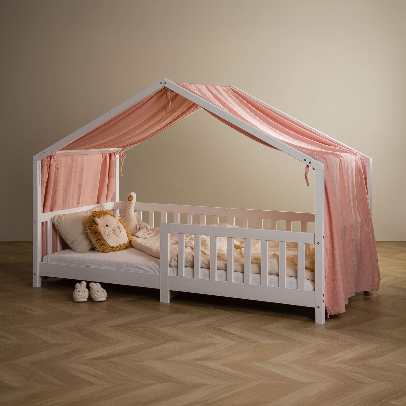 IDIMEX Betthimmel LIAN, Betthimmel Hausbett Deko, Musselin Baldachin aus 100% Baumwolle rosa