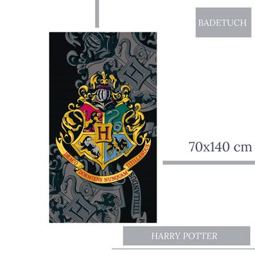 MTOnlinehandel Badetuch Harry Potter Hogwarts Wappen 70x140 cm, 100 % Baumwolle, Baumwolle (1-St), Bade-/Strandtuch für Kinder