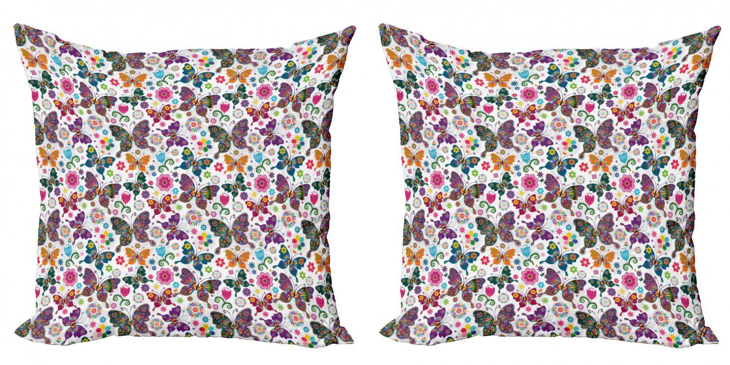 Kissenbezüge Modern Accent Doppelseitiger Digitaldruck, Abakuhaus (2 Stück), Schmetterling Retro Style Ornament