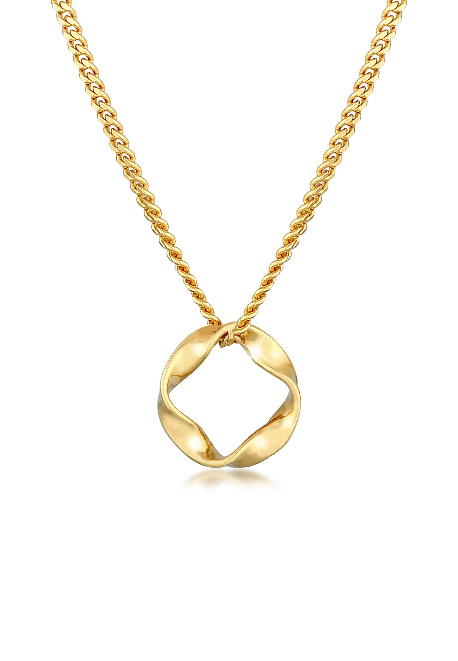 Elli Premium Kette mit Anhänger Kreis Design Twisted Gedreht 585 Gelbgold günstig online kaufen