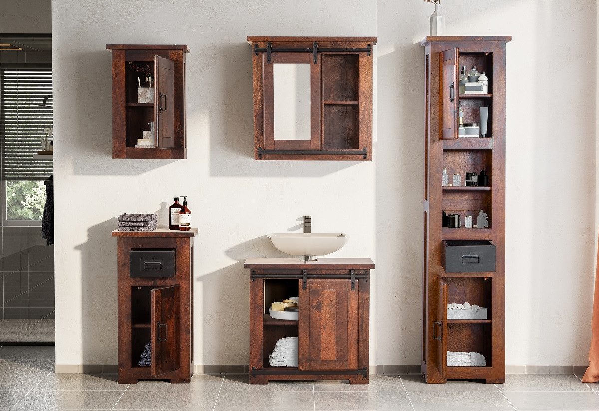 Hängeschrank Badoberschrank 42x60cm 'Bayamo' Mango & Eisen