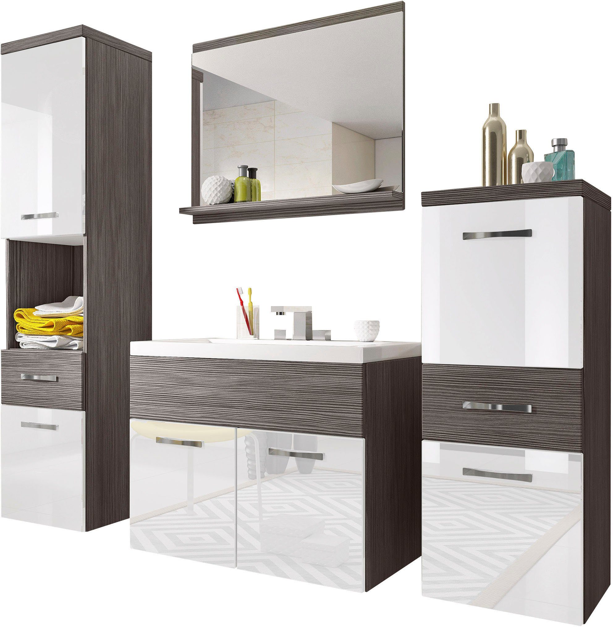 welltime Badmöbel-Set ELDA, (Komplett-Set, 5-St), Waschtisch günstig online kaufen