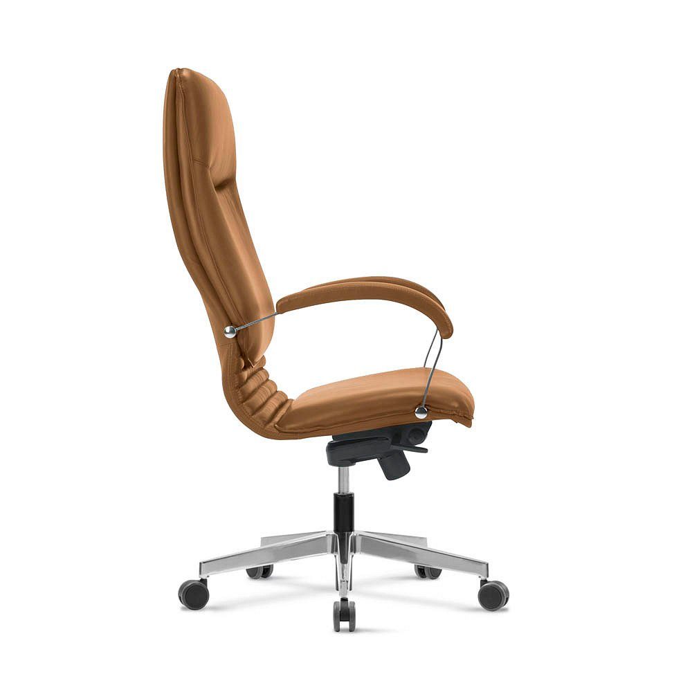 Nowy Styl Bürostuhl 1 Bürodrehstuhl Chefsessel NOVA STEEL Aluminum Leder - braun