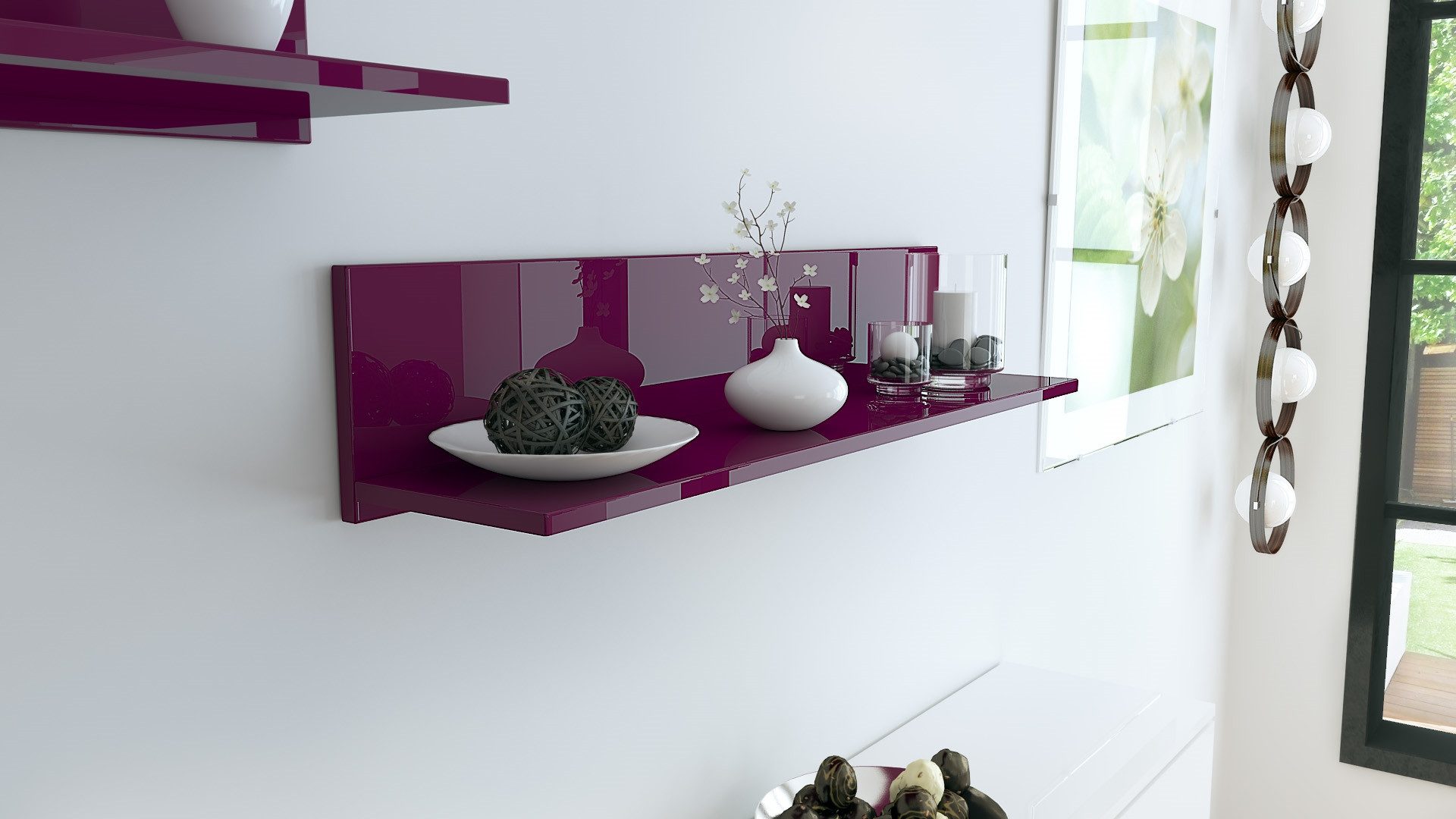 Vladon Wandregal Skadu, Schweberegal, Brombeer Hochglanz (97,5 x 18,5 x 18, günstig online kaufen