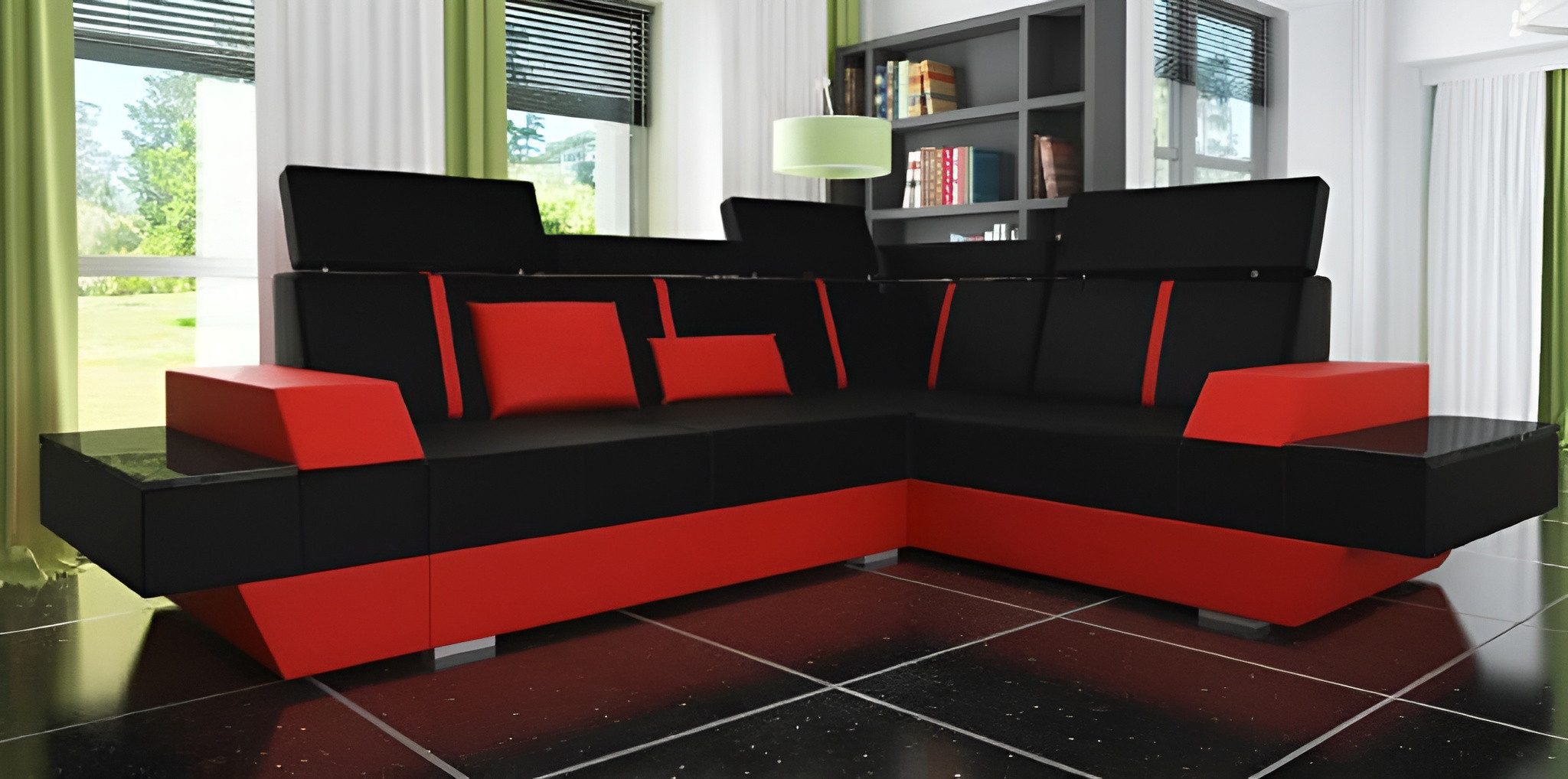 Xlmoebel Ecksofa Elegantes Ledersofa mit USB-Anschlüssen und gemütlichem Polster, Hergestellt in Europa