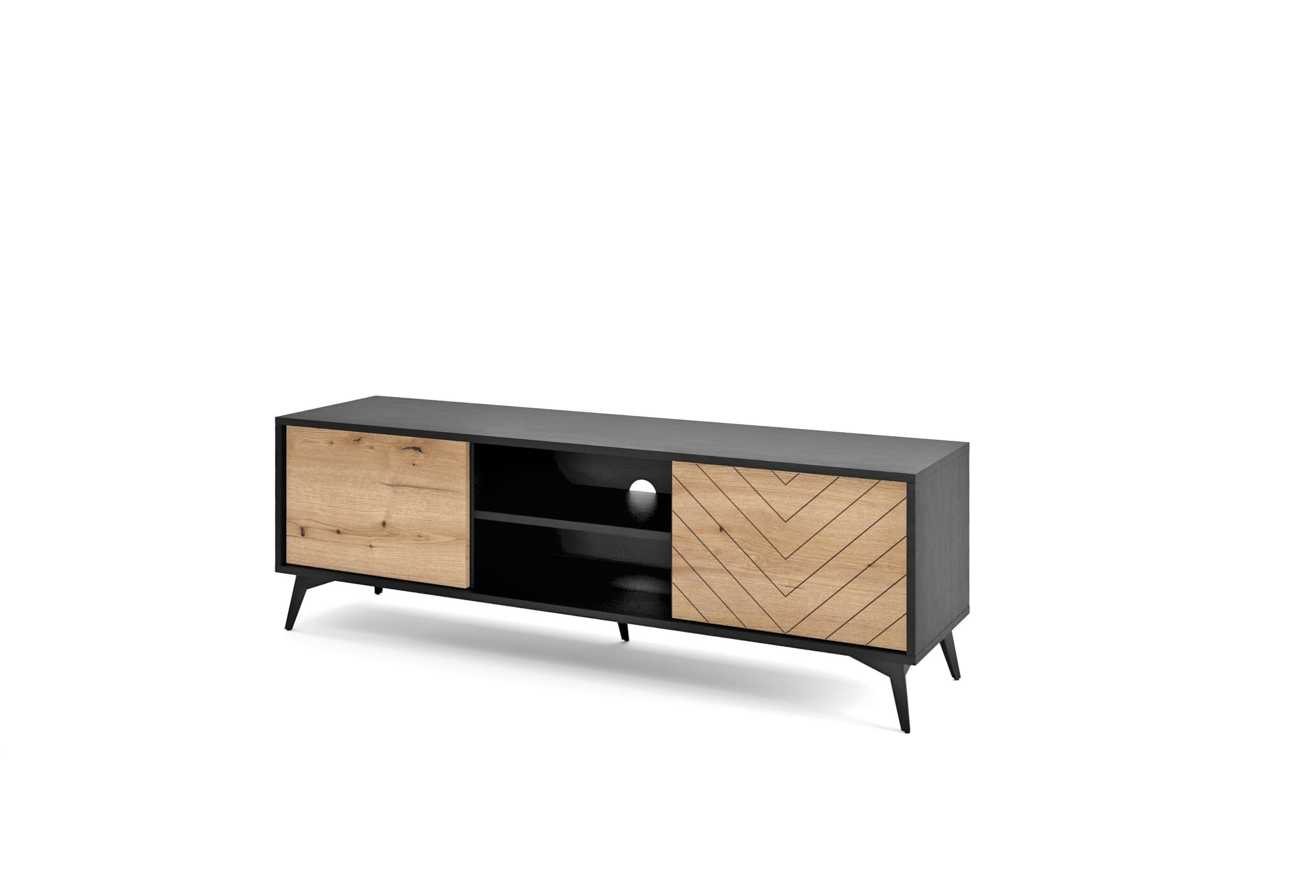 MOEBLO TV-Board RTV-Schrank Onyks RTV154 (schwarz/eiche günstig online kaufen
