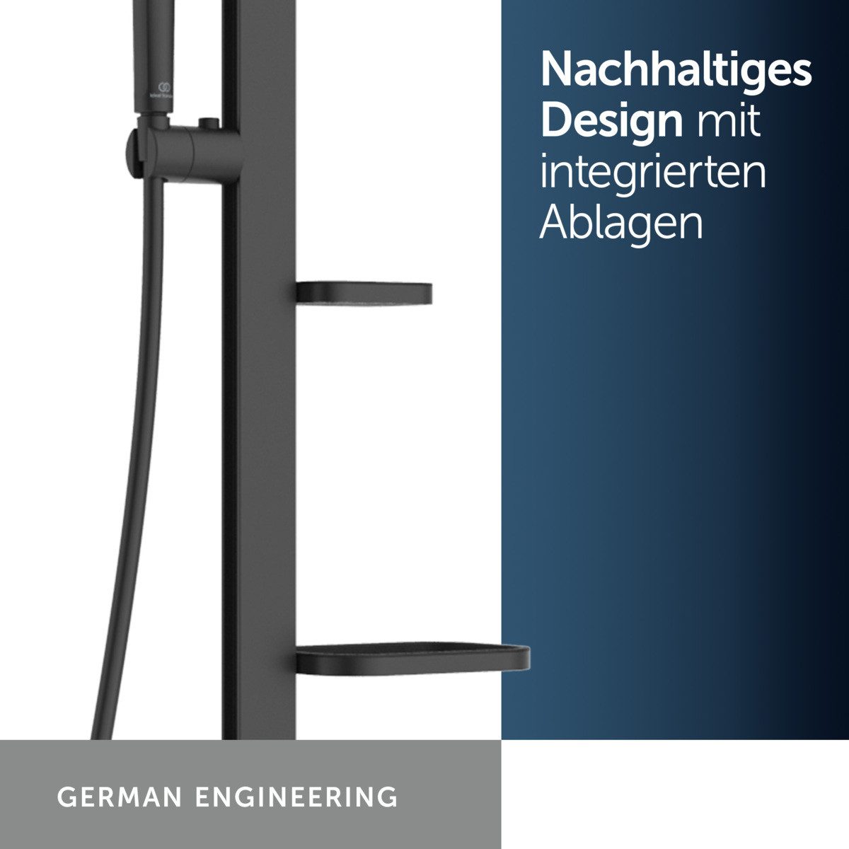 Ideal Standard Duschsystem Ceraflow Alu+, Höhe 110.40 cm, Multifunktionsbrause, WRAS, aus recyceltem Aluminium