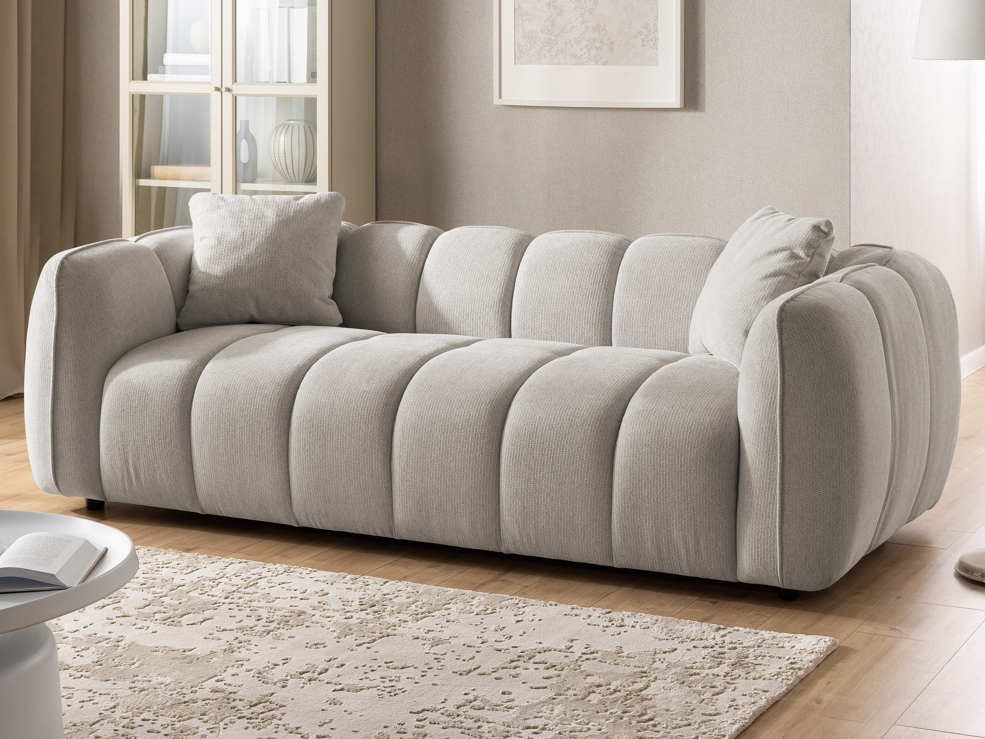 S-Style Möbel Polstergarnitur 3+2+1 Nubira in tief gesteppter Bubble-Optik aus Strukturstoff, mit modernem Design und Wellenfederung – Bild 2 von 5