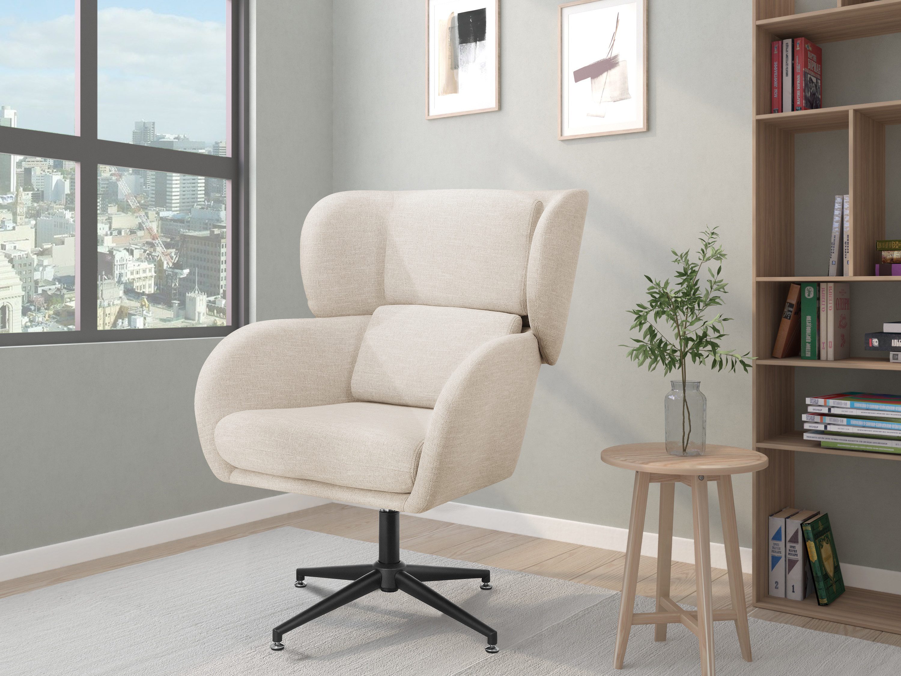 loft24 Relaxsessel Hudgens (1-St), Ohrensessel, Sessel, Postersessel, Stoffbezug, Metallgestell