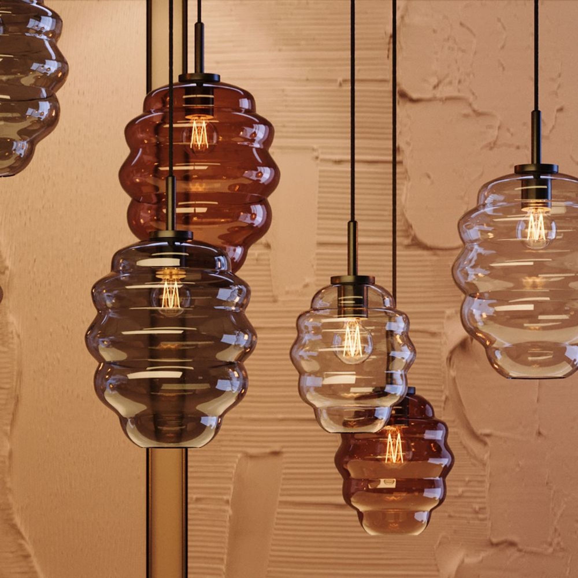 s.luce Pendelleuchte Echos Galerieleuchte 3-flg Ø 40cm Baldachin Ø 25cm Rauch
