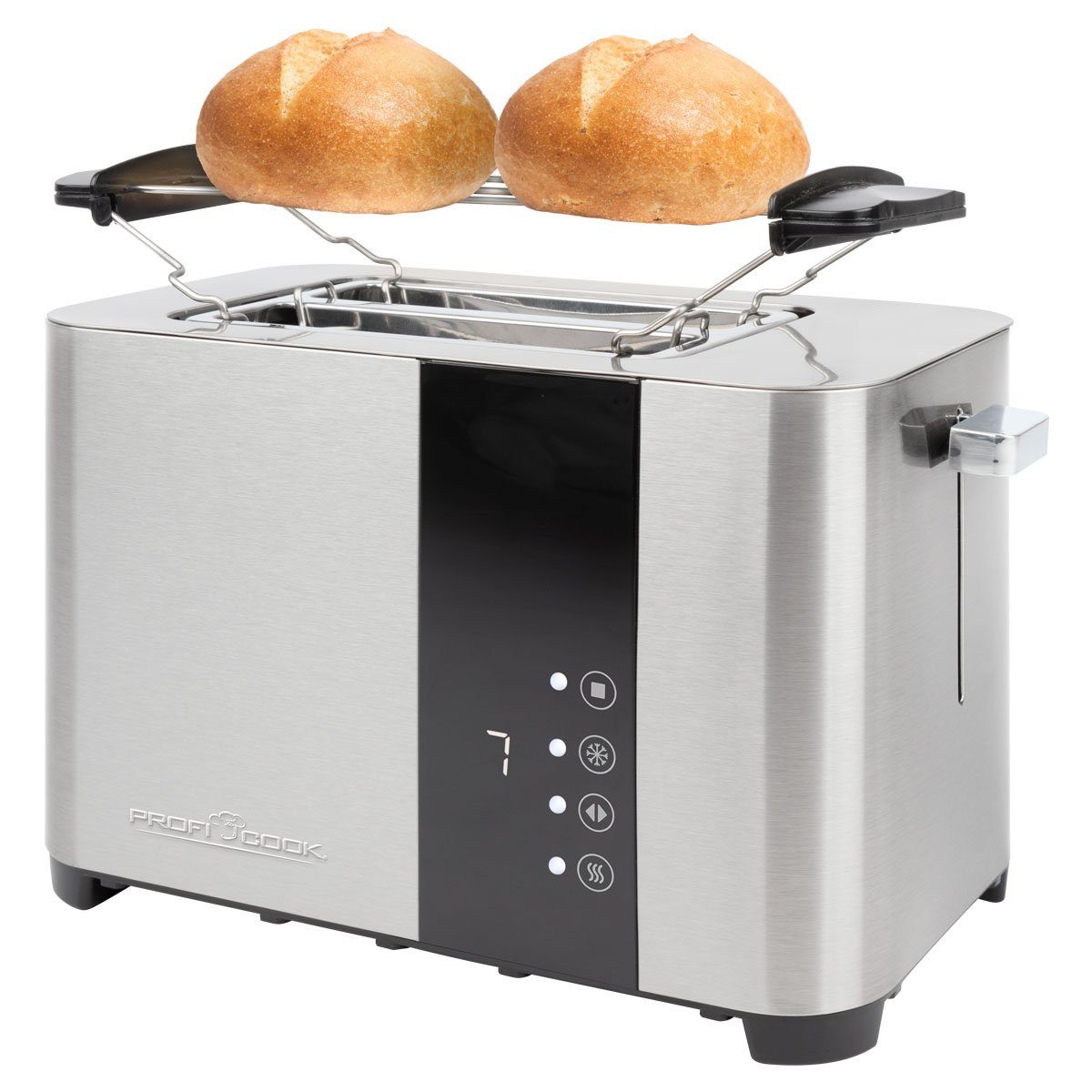 ProfiCook Toaster PC-TA 1250, Toaster 2 Scheiben, mit Senor Touch-Bedienung, Edelstahl | Langschlitztoaster