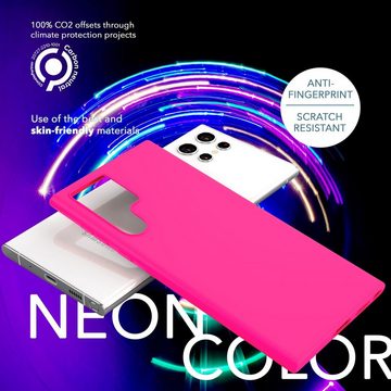 Nalia Smartphone-Hülle Samsung Galaxy S23 Ultra, Neon Silikon Hülle / 2x Displayschutz / Bunt Leuchtend / Soft Cover