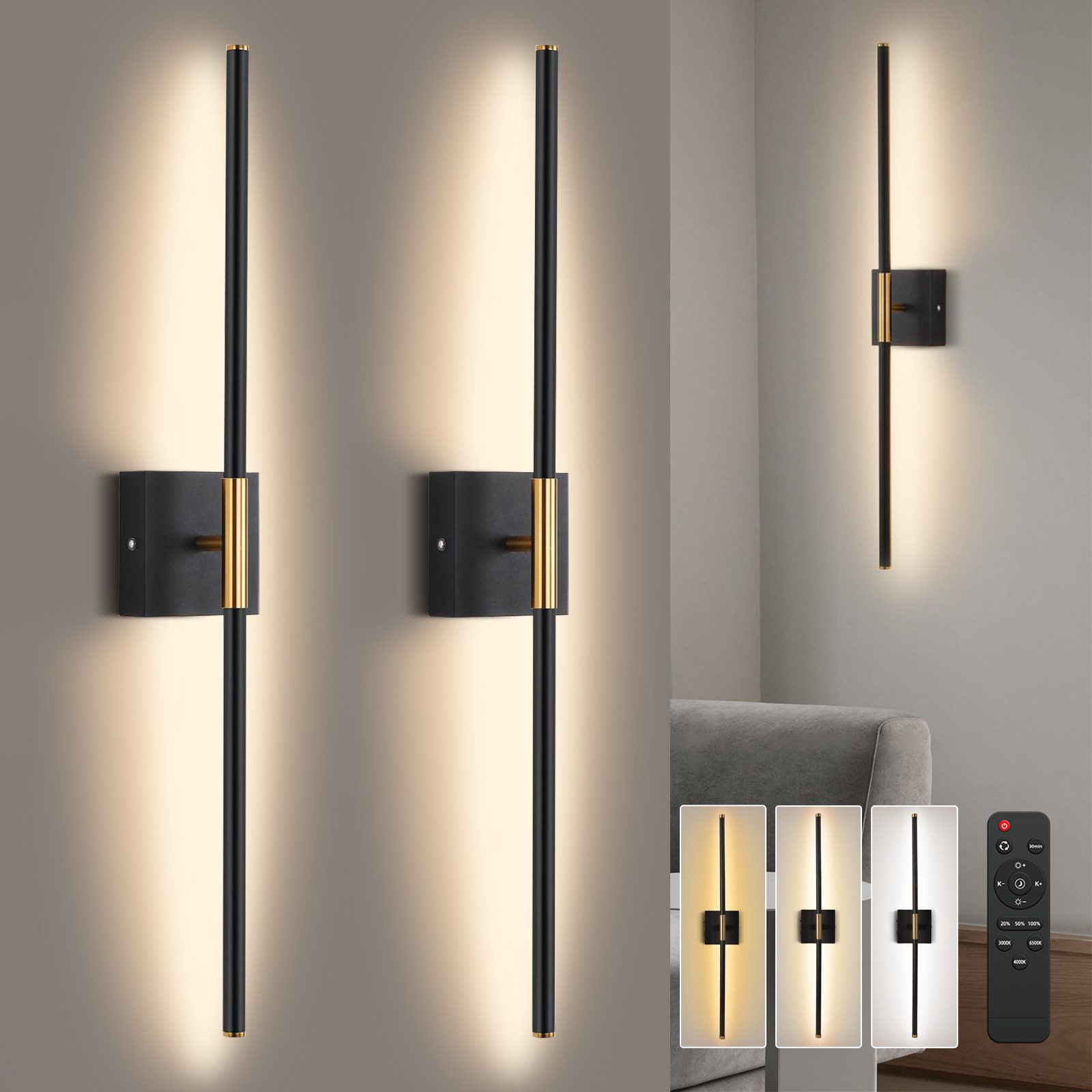 LMaxhome LED Wandleuchte Akku Wandlampe mit Fernbedienung Innen 10000mAh 72 günstig online kaufen