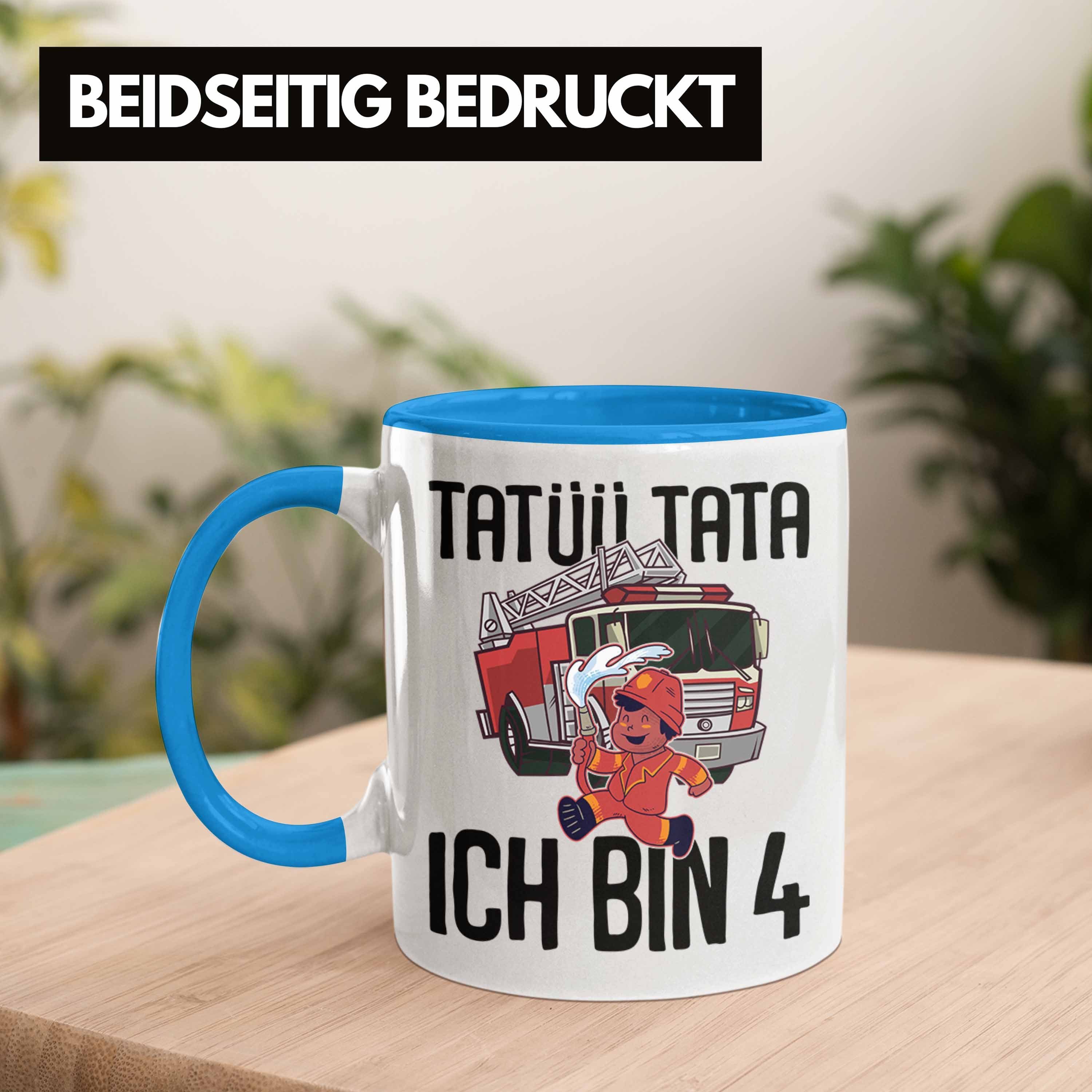 Geschenke Geburtstag Trendation Trendation Tasse Tasse Feuerwehr Spruch Jungs Kinder Bin Geschenk 4. - Blau 4 Lustig Ich Geburtstag Zubehör