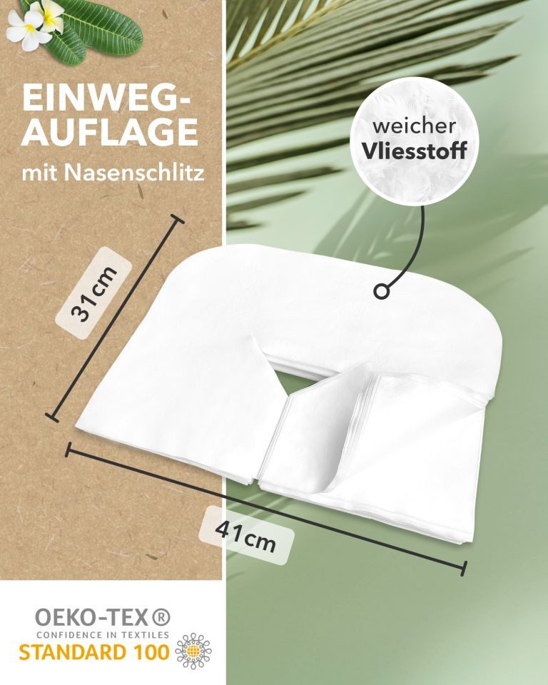 ZEN MASSAGE WARE Massageliege Einwegauflagen für die Massageliege 100Stk. (100-St), Gesichtsauflagen aus angenehm weichem Vlies-Stoff