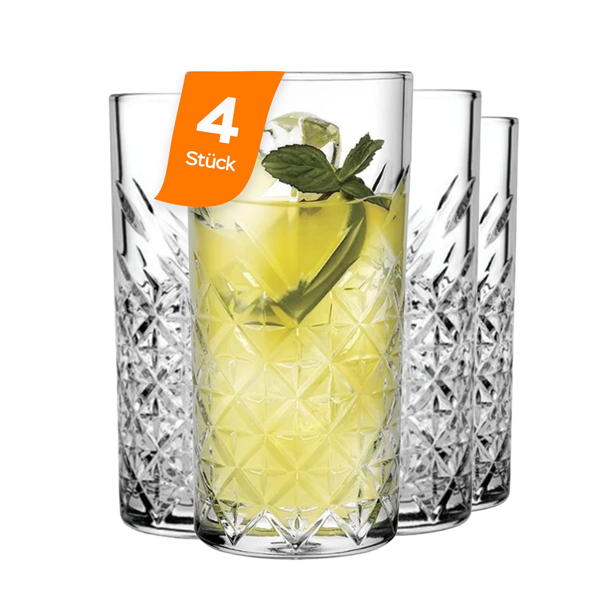 Pasabahce Gläser-Set Timeless Longdrinkglas, 6-tlg., Glas, ideal für Longdrinks, 450ml, 4er Set