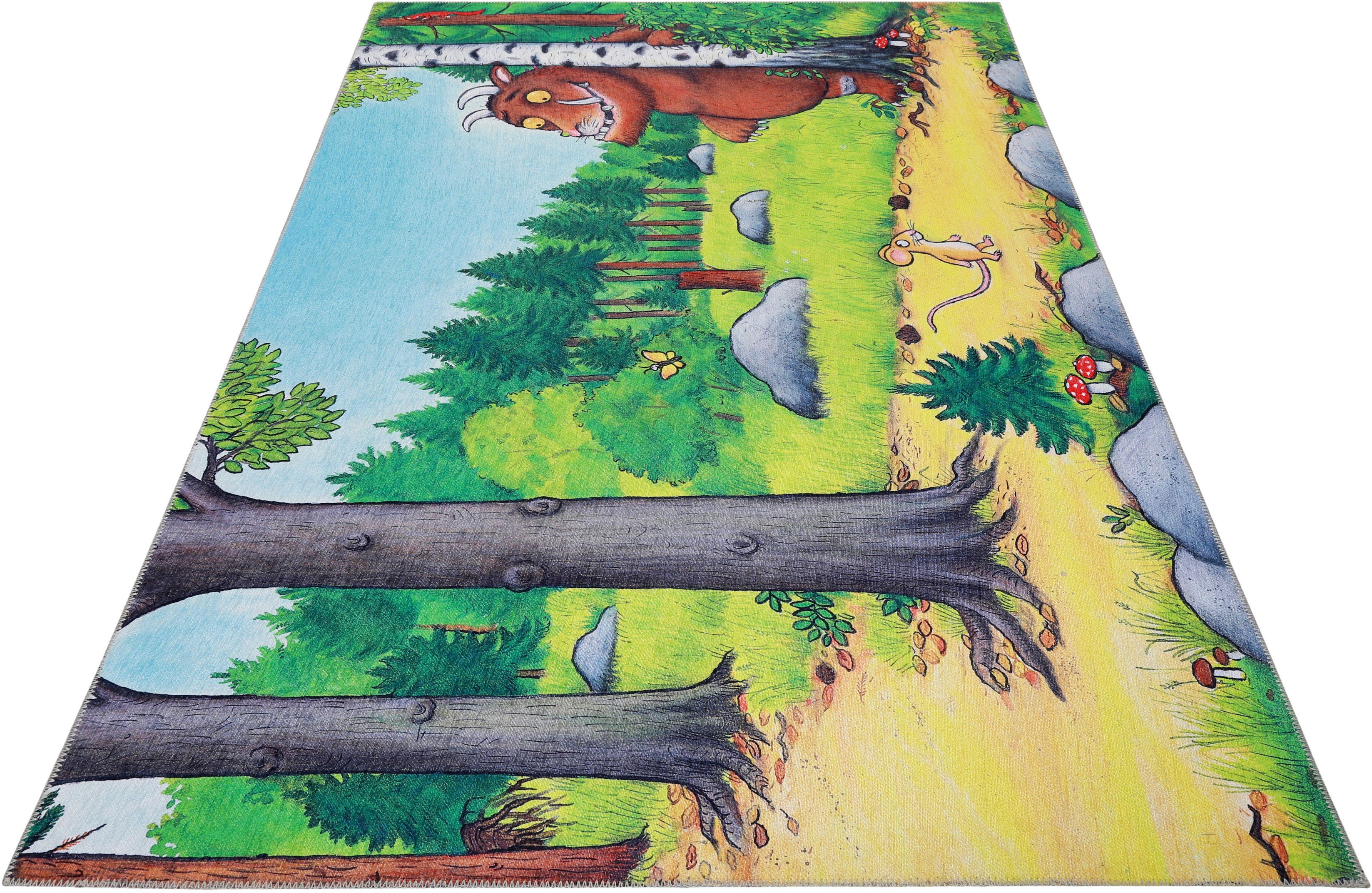 DER GRÜFFELO Kinderteppich Mouselo GR-0170, rechteckig, Höhe: 6 mm, aktueller Grüffelo Teppich, Kurzflor mit hohem Baumwollanteil