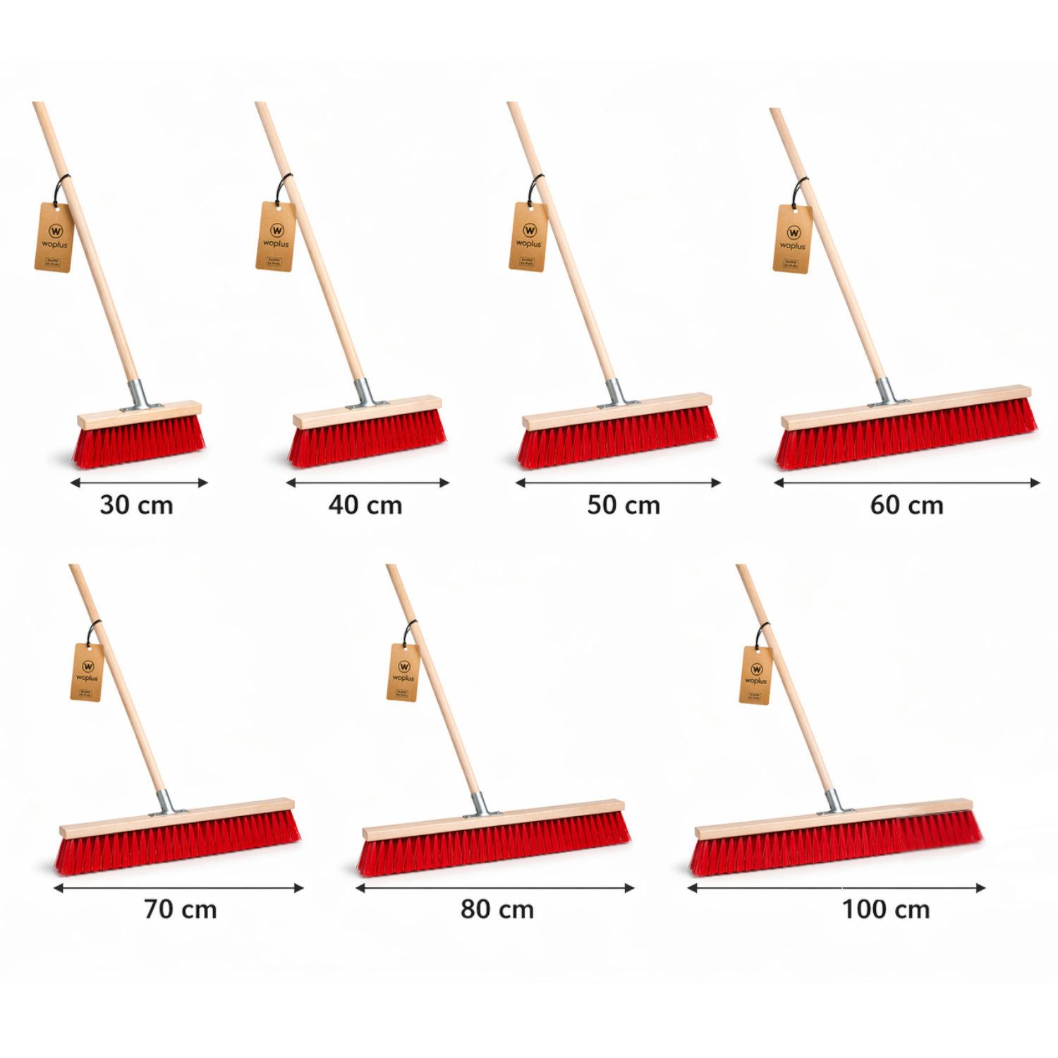 Prima-Online Straßenbesen Straßenbesen 30-100 cm rot – Kehrbesen mit Stiel 130 cm