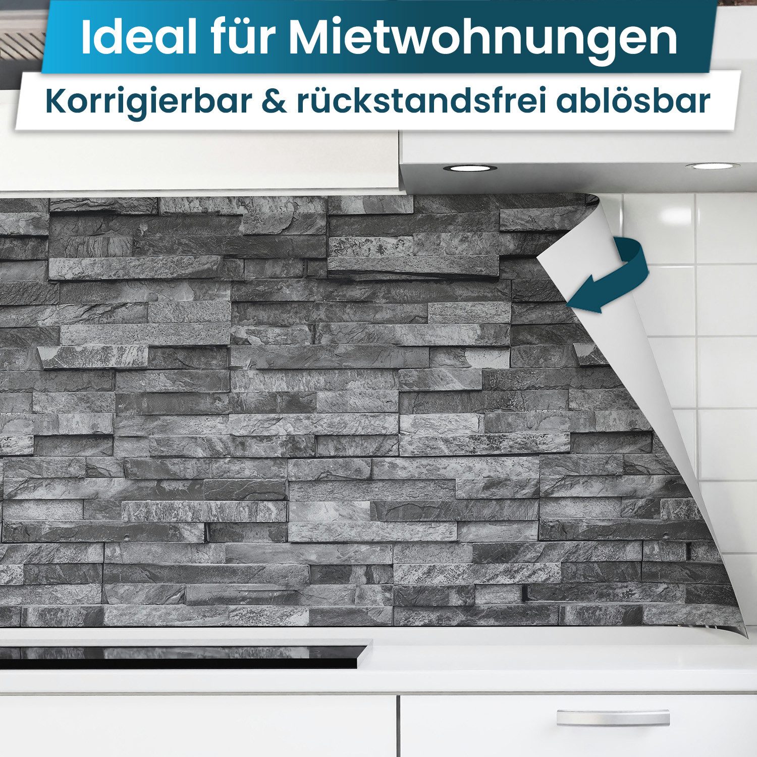danario Küchenrückwand Folie selbstklebend - Matt - Spritzschutz Küche - versteift & robust – Bild 3 von 5