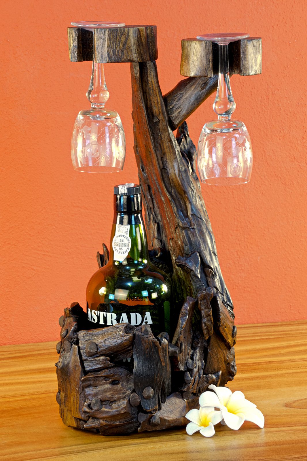 Kinaree Weinflaschenhalter Wurzelholz Flaschenständer, Massivholz, Unikate, Geschenkidee, Upcycling