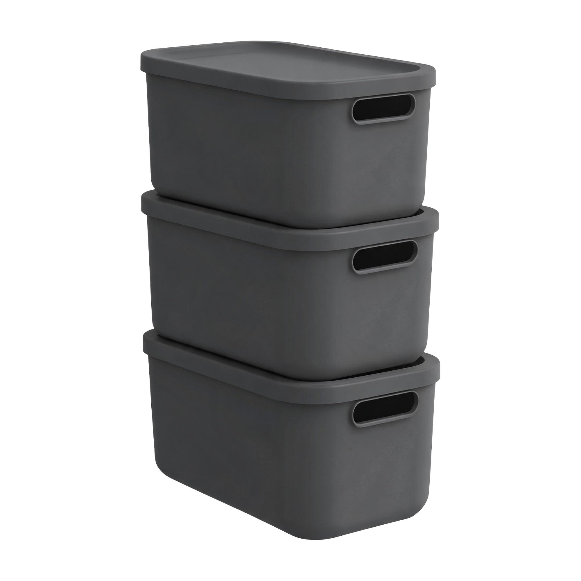 ROTHO Stapelbox (Ordnungsboxen im Set, 3er-Set), Ordnungsbox ideal für Haushalt, Büro, Keller und Kinderzimmer