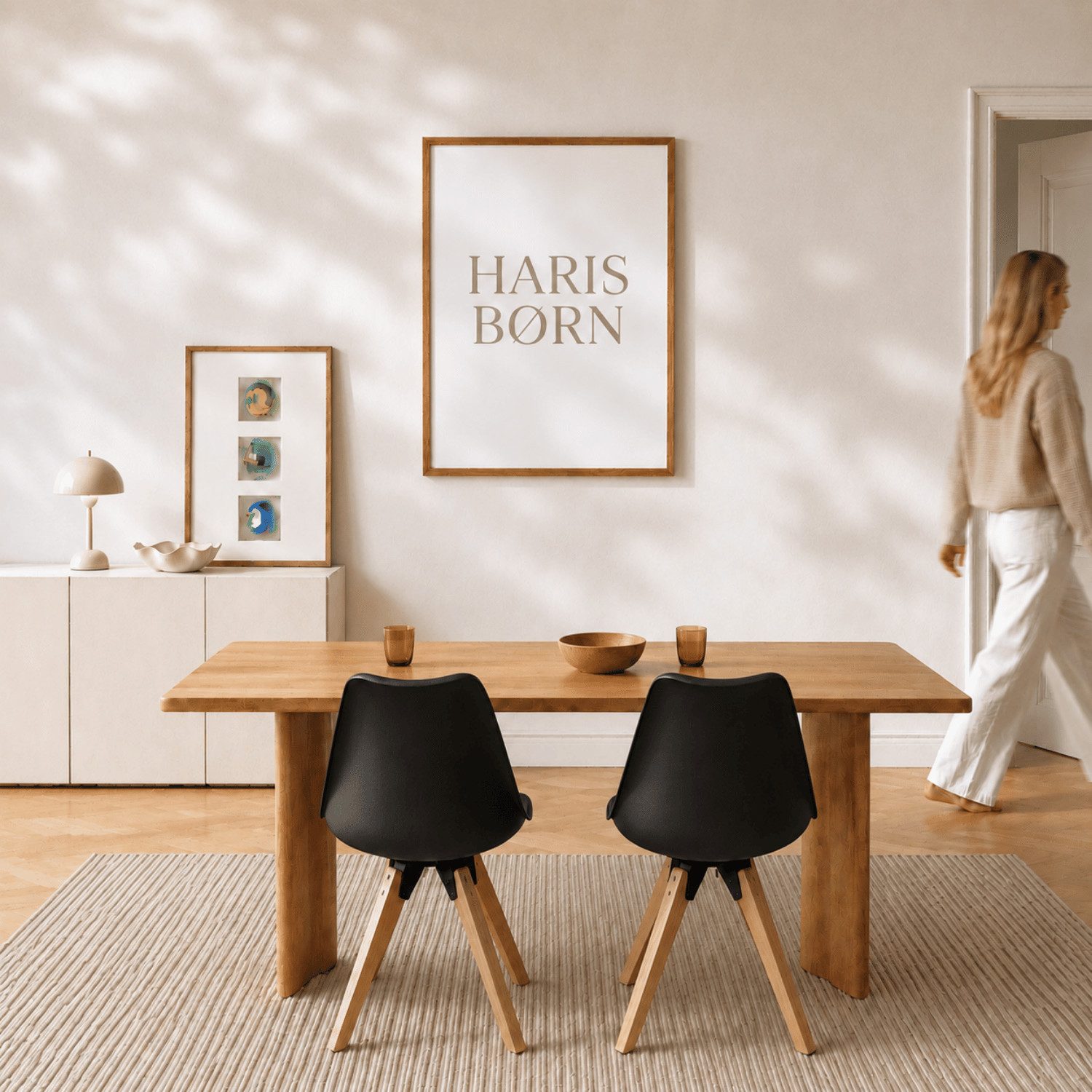 Haris Børn Esszimmerstuhl Skandinavischer Schalenstuhl - Retro Stuhl (Set, 2 St), Schwarz/Holz - Kunststoffschalenstuhl - Moderne Esszimmerstühle