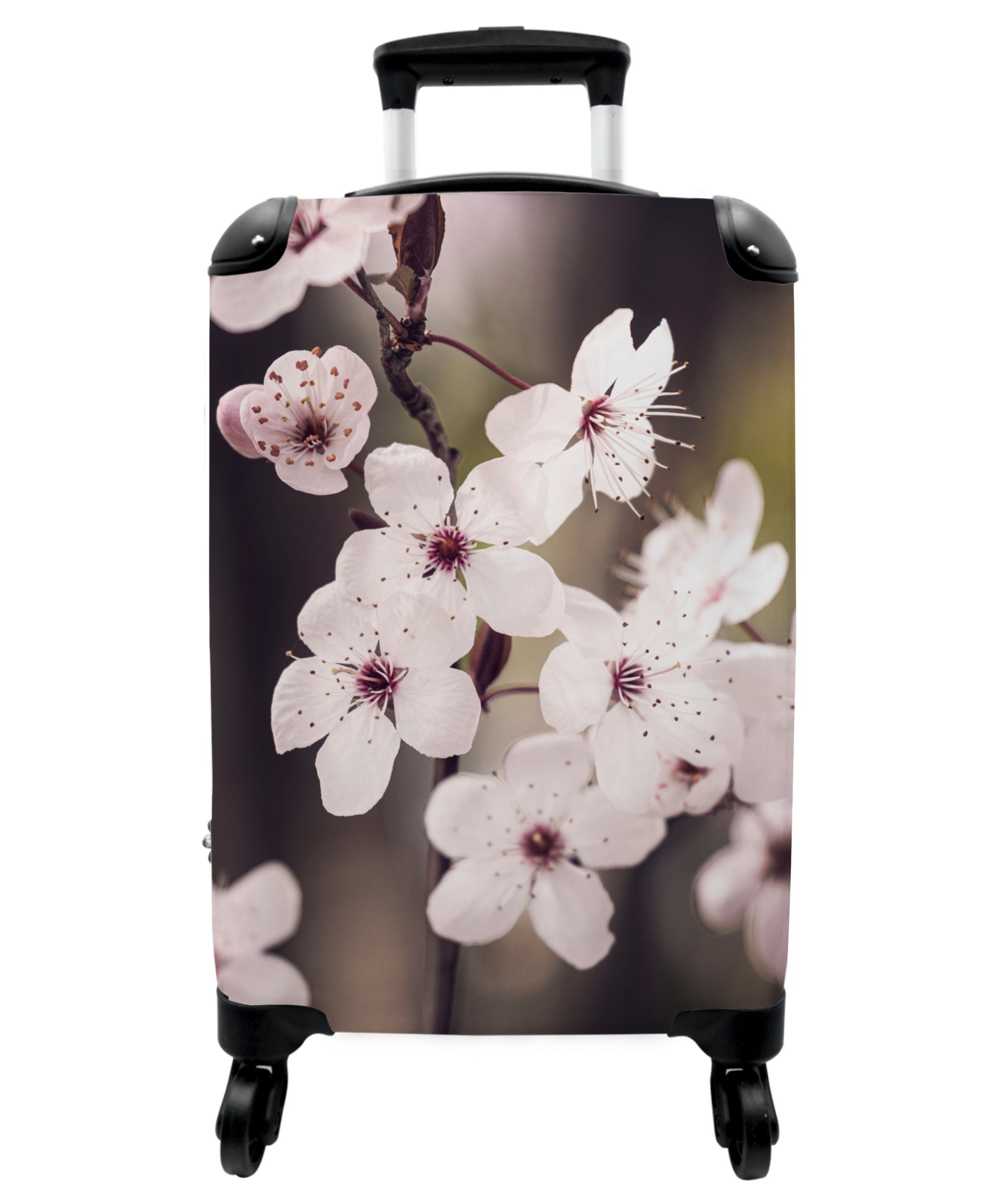 Kleine Cabin - Reisekoffer - - Handgepäckkoffer Rollen Blüte, Rollkoffer mit 4 Handgepäck Pflanze Rollen, 4 NoBoringSuitcases.com© 55x35x20cm Weiß - - Trolley Natur Blumen