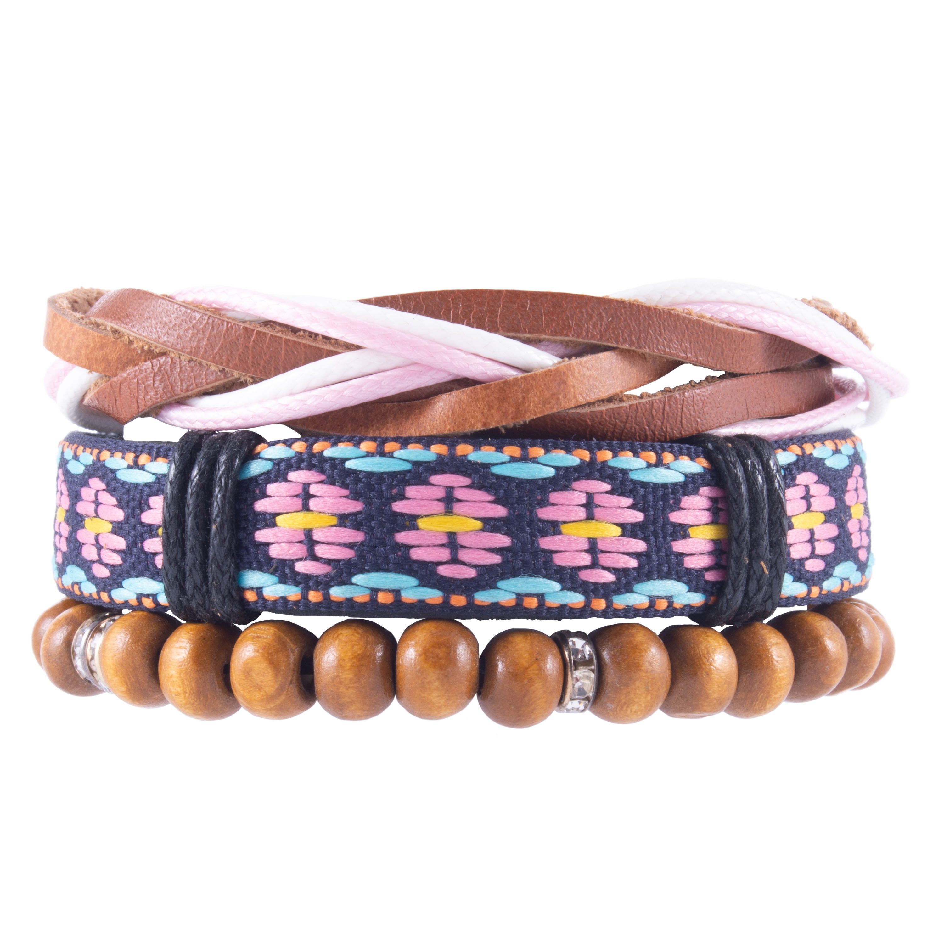 ELANOX Armband Lederarmband Surferarmband mit Holzperlen Ökoleder Herren Frauen Damen