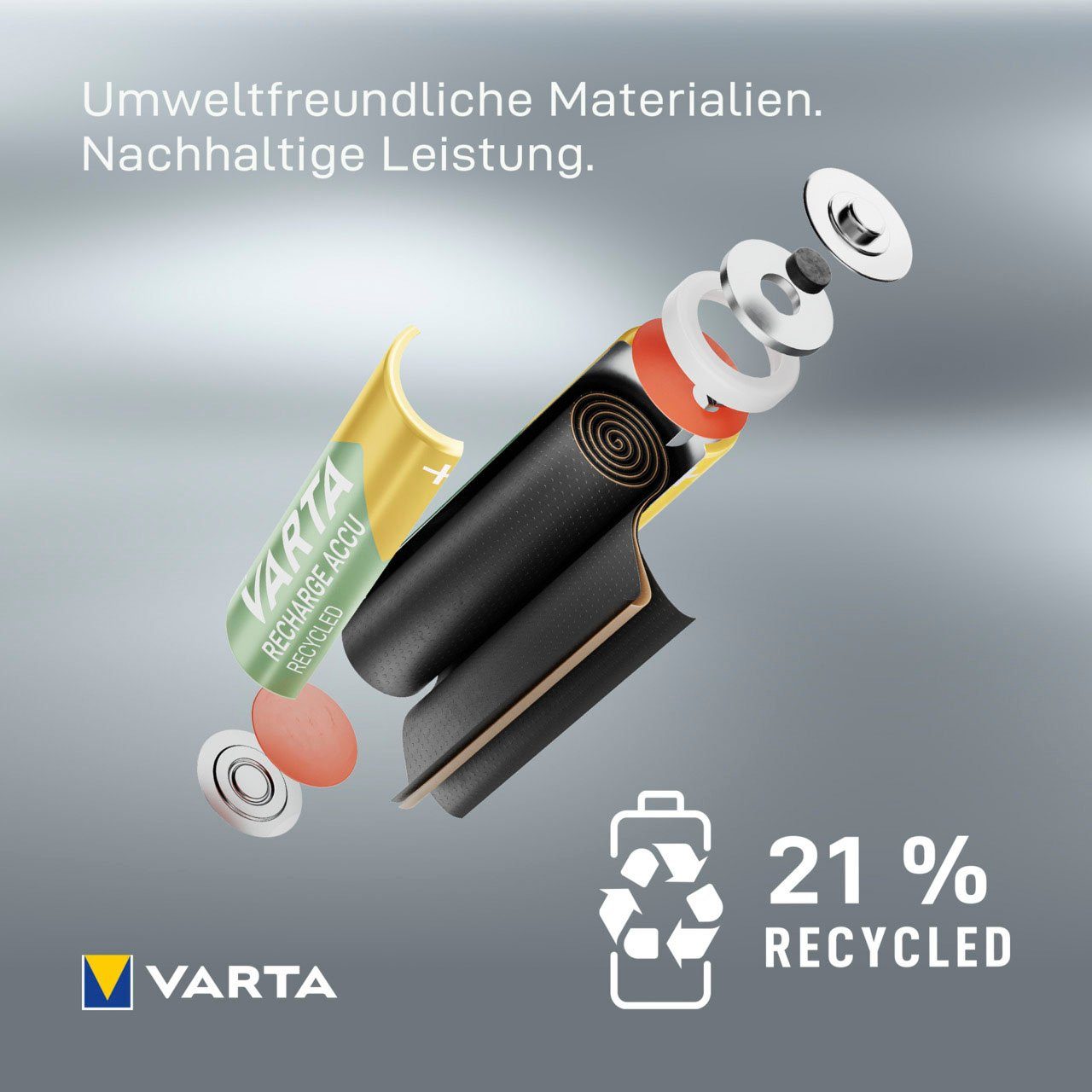 VARTA wiederauflaudbare Recycled V, Accu Micro 800 St), 4 Akku VARTA Recharge Akkus (1,2 mAh wiederaufladbar