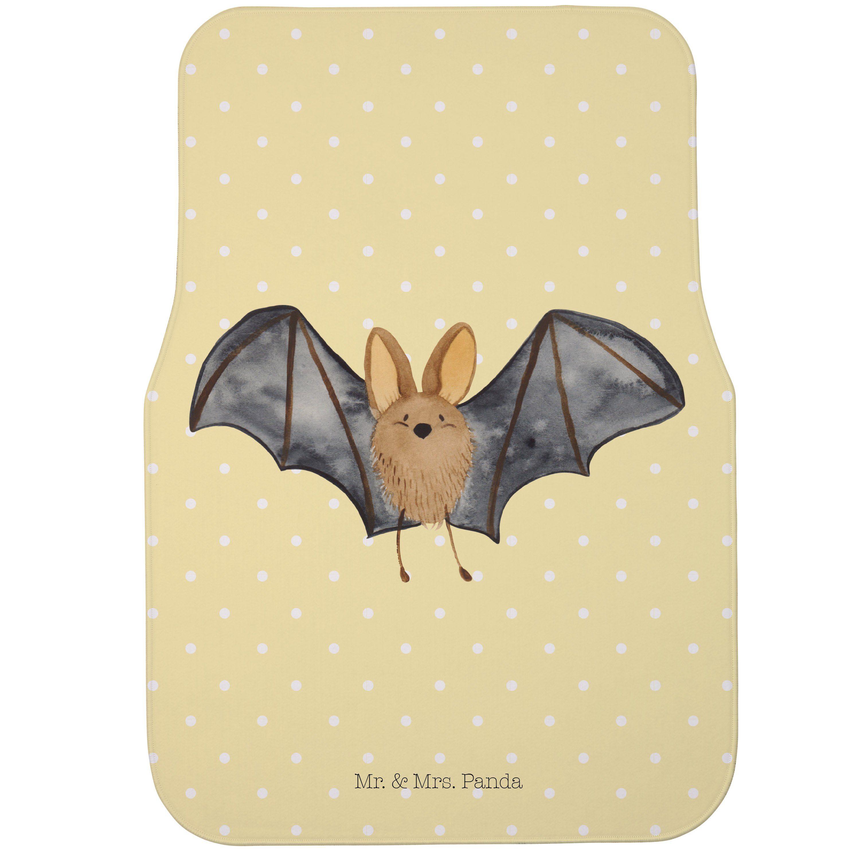 Fußmatte Fledermaus Flügel - Gelb Pastell - Geschenk, Autofußmatten, Schmutzma, Mr. & Mrs. Panda, Höhe: 0.5 mm