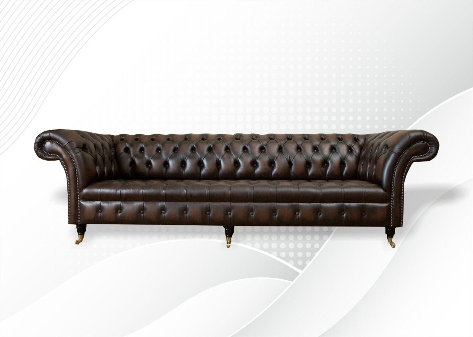 JVmoebel xxl Sofa Chesterfield Sitzer Sofas in Sofort, Chesterfield-Sofa Europa 265cm Made Leder 4 100% Big 1 Teile,