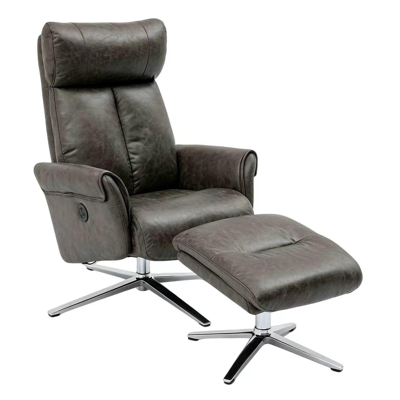 Happy Home Relaxsessel Elektrischer Relaxsessel mit Hocker – USB, 360° drehbar, Kunstleder