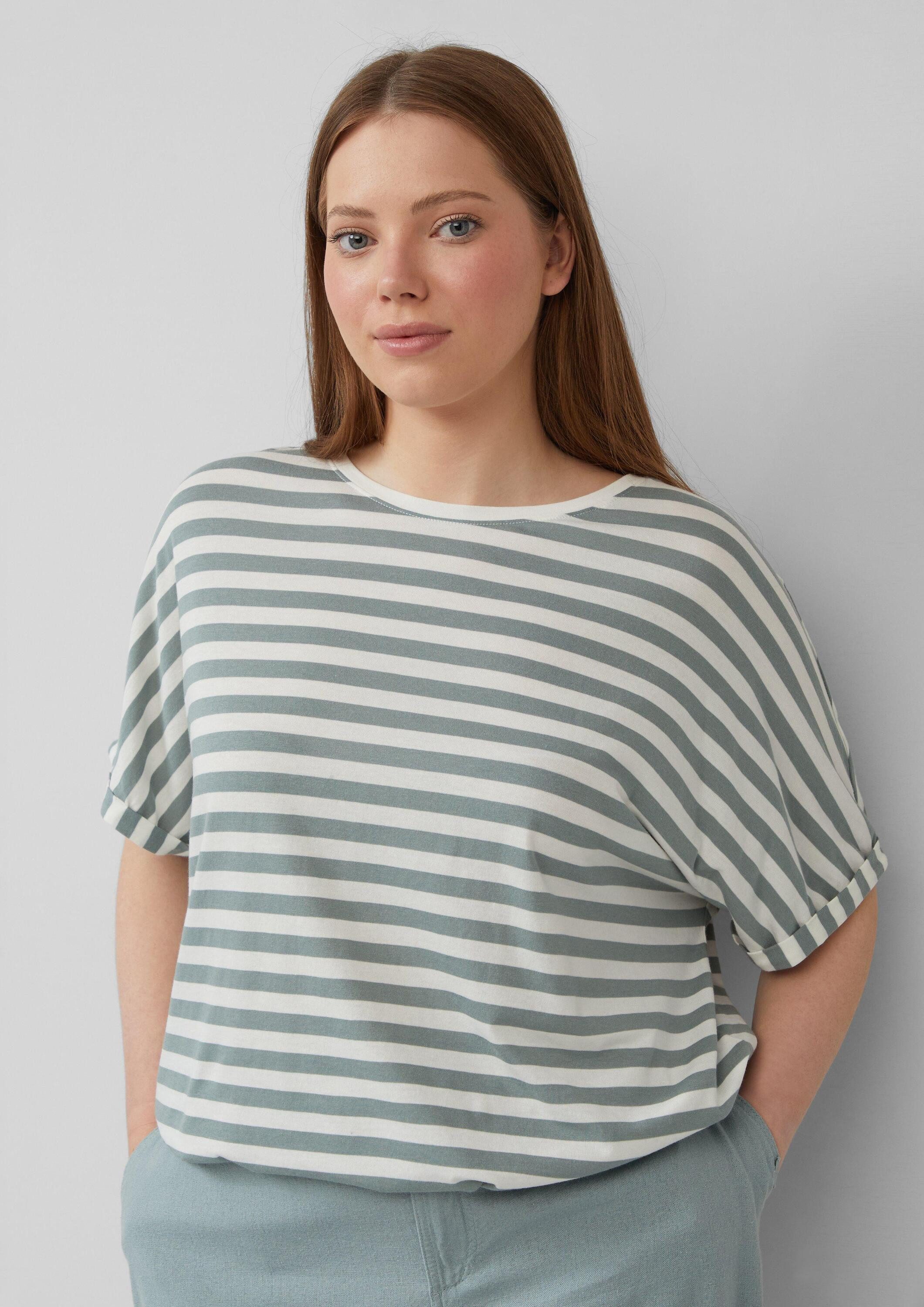 QS Kurzarmshirt T-Shirt Locker geschnittenes T-Shirt aus Modalmix
