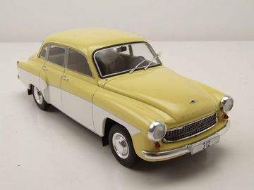 Whitebox Modellauto Wartburg 312 1965 gelb weiß Modellauto 1:24 Whitebox, Maßstab 1:24