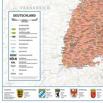 Close Up Poster Deutschlandkarte XXL Poster Politische Landkarte 100x140 100 x 140 cm