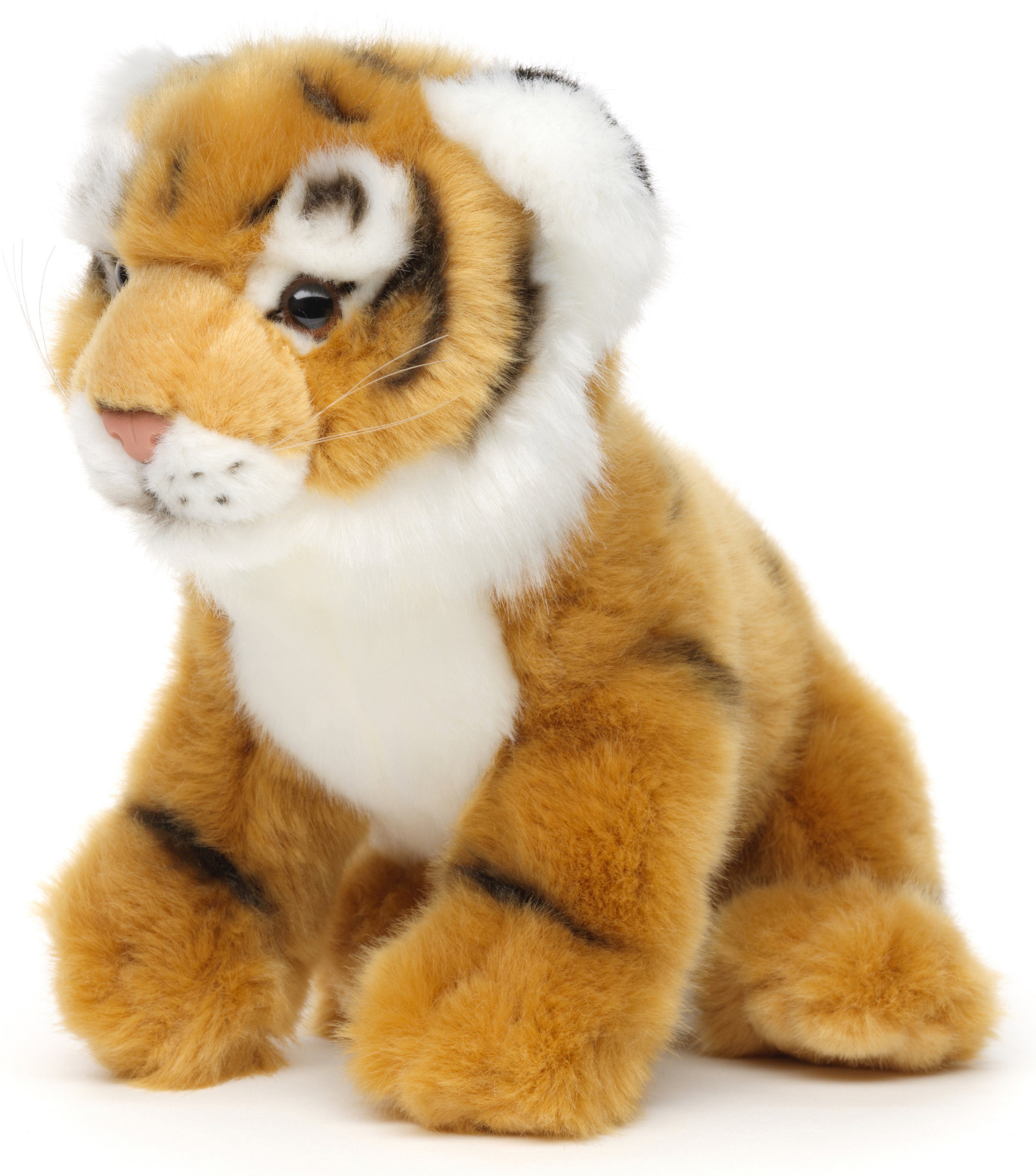 Uni-Toys Kuscheltier Tiger Baby, sitzend - Klassisch oder Weiß - 24 cm (Длина) - Plüschtier, zu 100 % recyceltes Füllmaterial