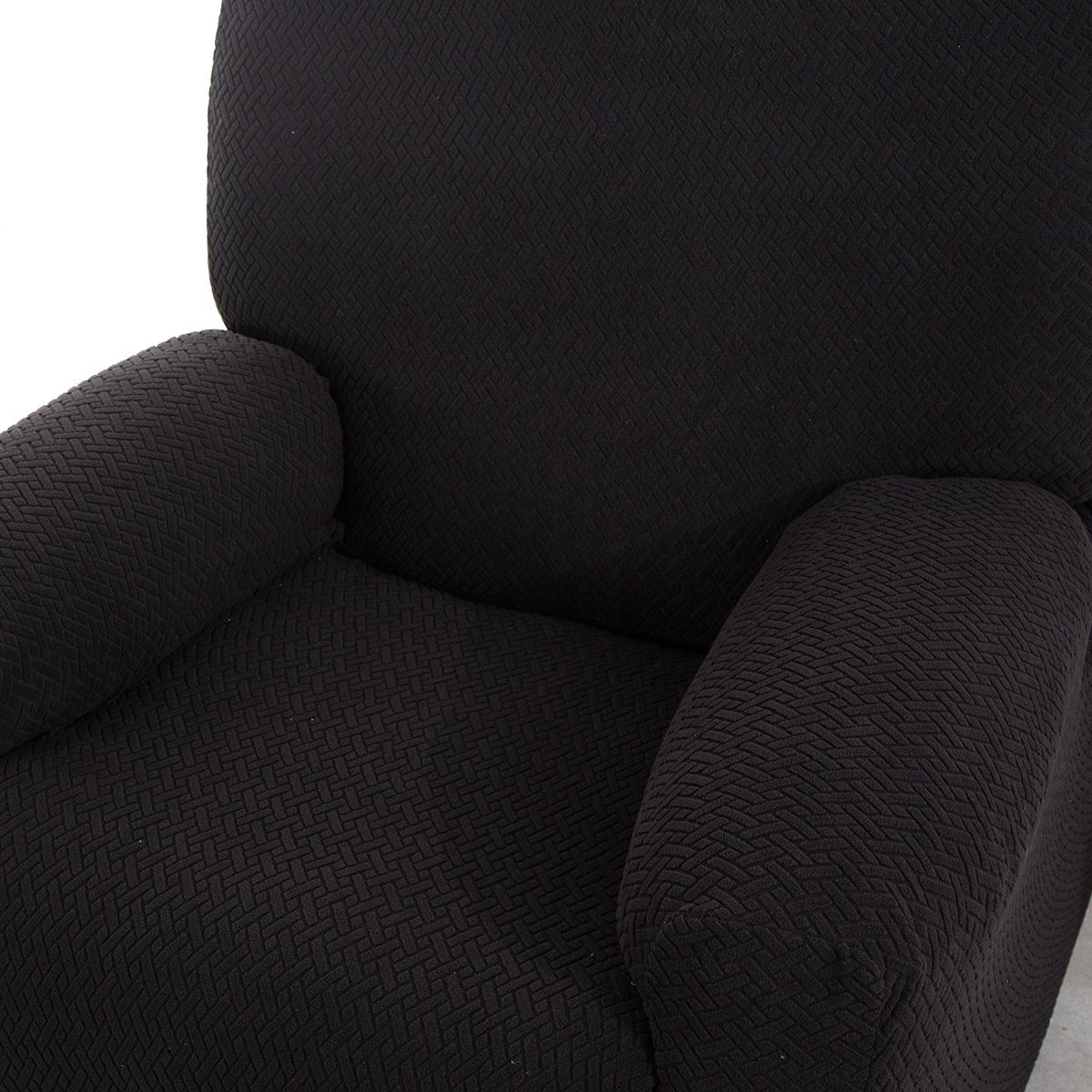 Schwarz Rosnek, Komplett mit Liege Sessel, Relaxsessel Sesselbezug Strukturoptik für Stretchhusse, Sesselhusse
