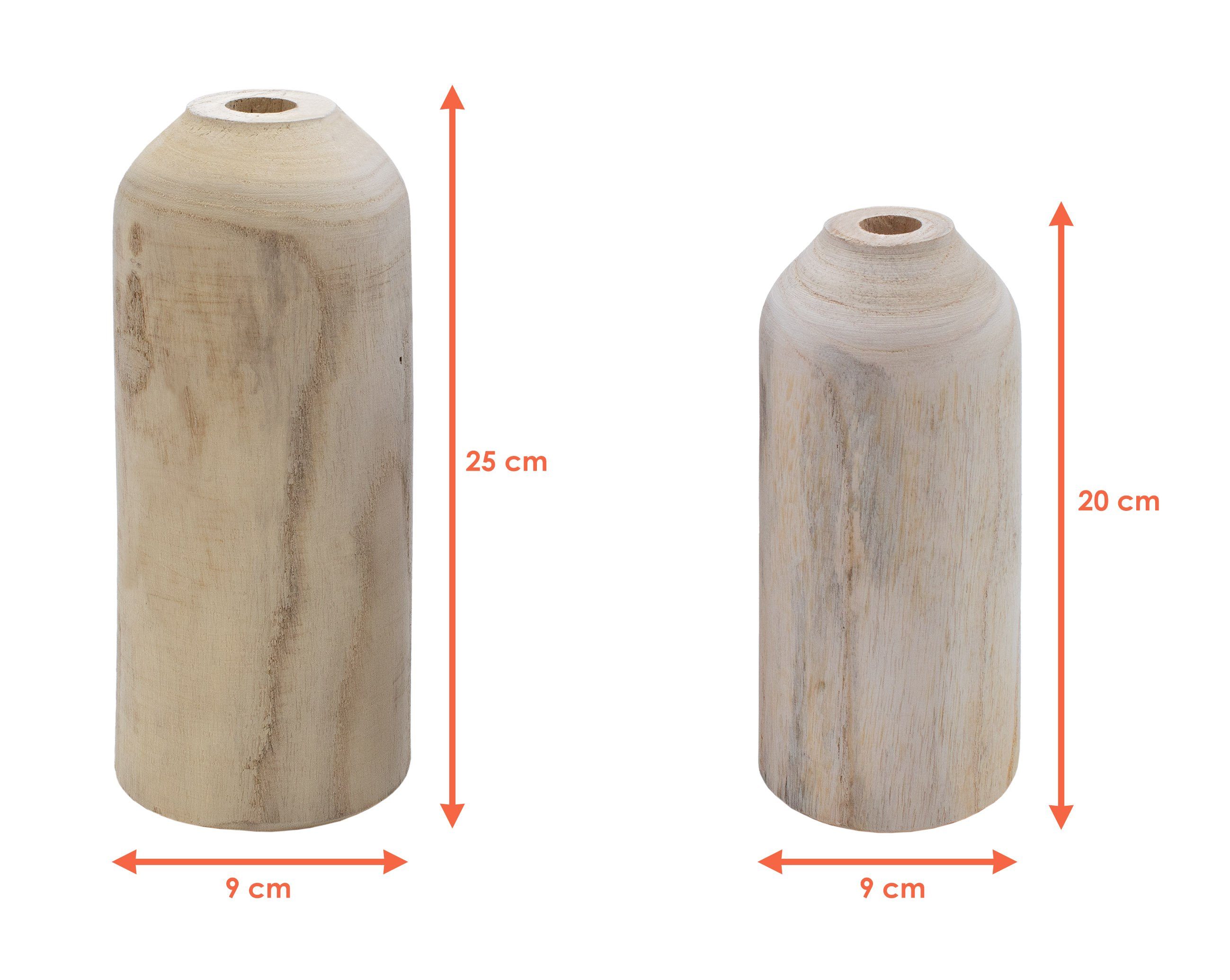 Spetebo Dekovase Holz Blumenvase 2er Set verschiedene Designs (Set, 1 St., günstig online kaufen