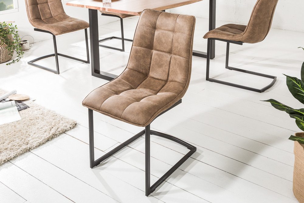 riess-ambiente Freischwinger MIAMI taupe antik / schwarz (1 St), Esszimmer · Microfaser · Metall · Industrial