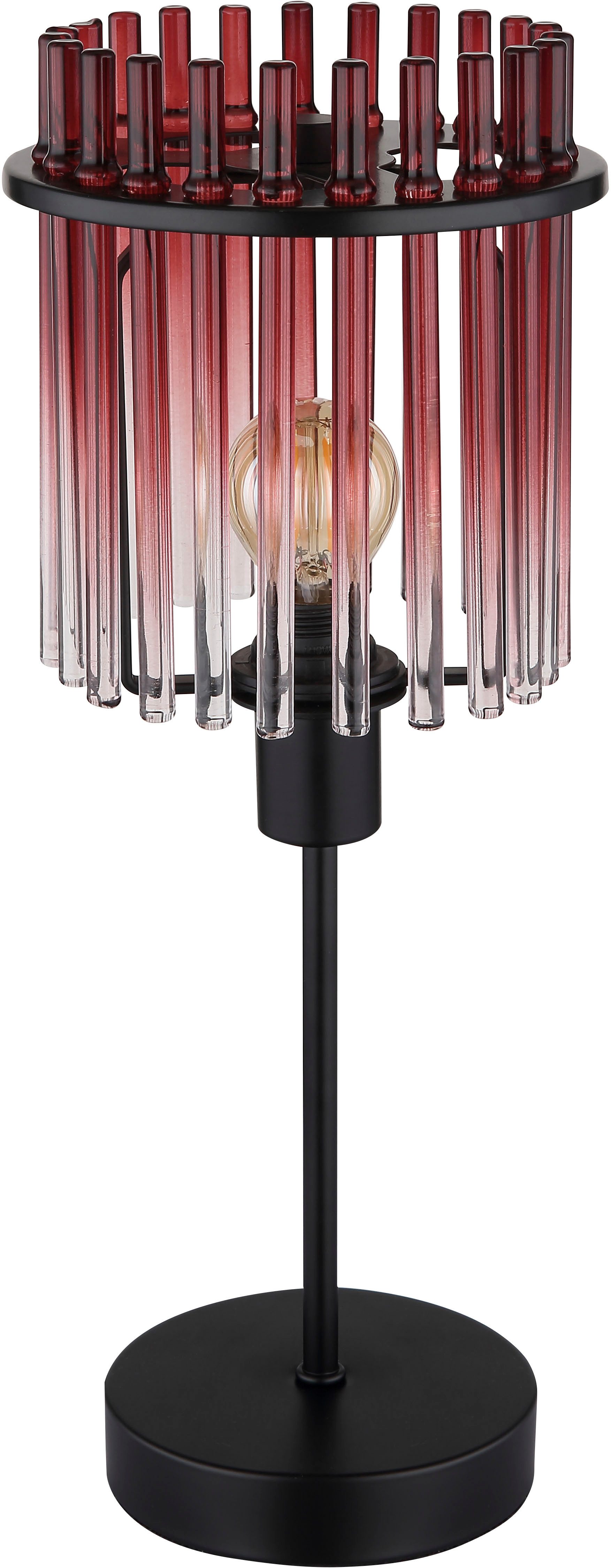 GLOBO LIGHTING Tischleuchte GORLEY, ohne Leuchtmittel, Tischlampe schwarz Glasstäbe grün klar verlaufend elegant