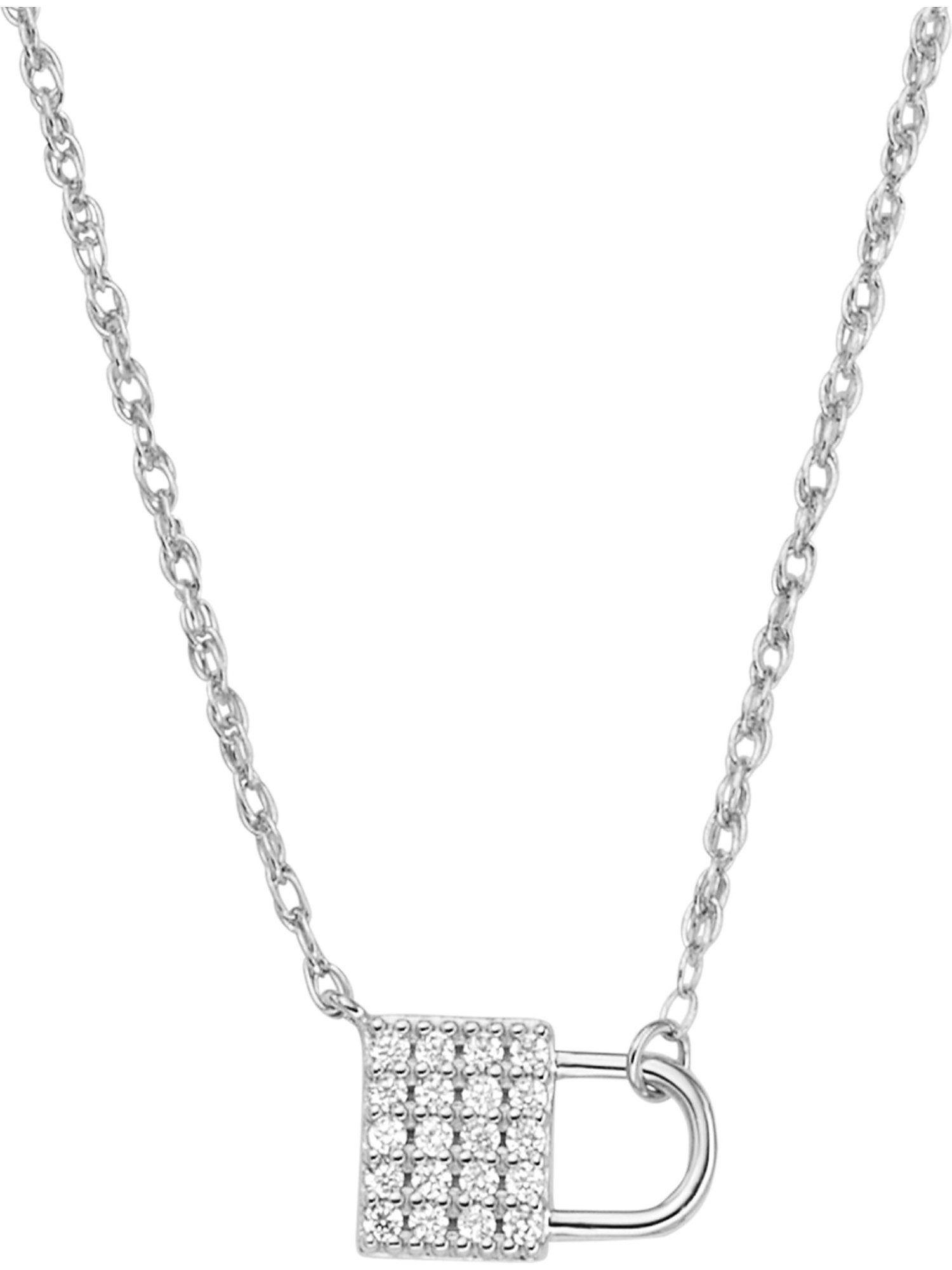 Collier Fossil Damen-Kette 925er Silber Zirkonia