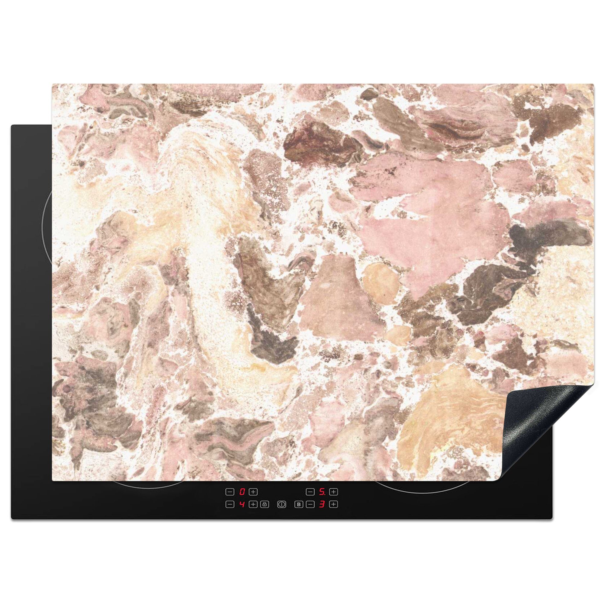 MuchoWow Herdblende-/Abdeckplatte Kristall - Granit - Gelb, Vinyl, (1 tlg), 70x52 cm, Mobile Arbeitsfläche nutzbar, Ceranfeldabdeckung